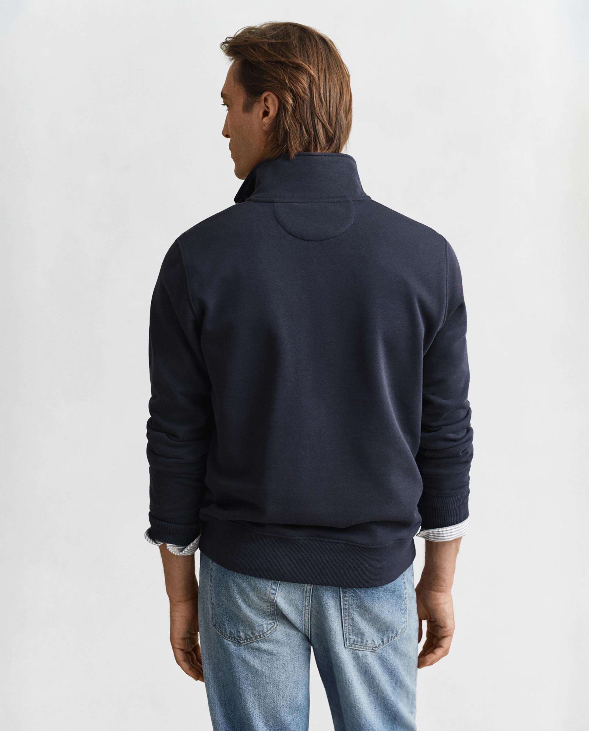 Sudadera con cremallera de hombre de cuello alto y logo en el pecho - Gant - Azul oscuro Azul oscuro-2