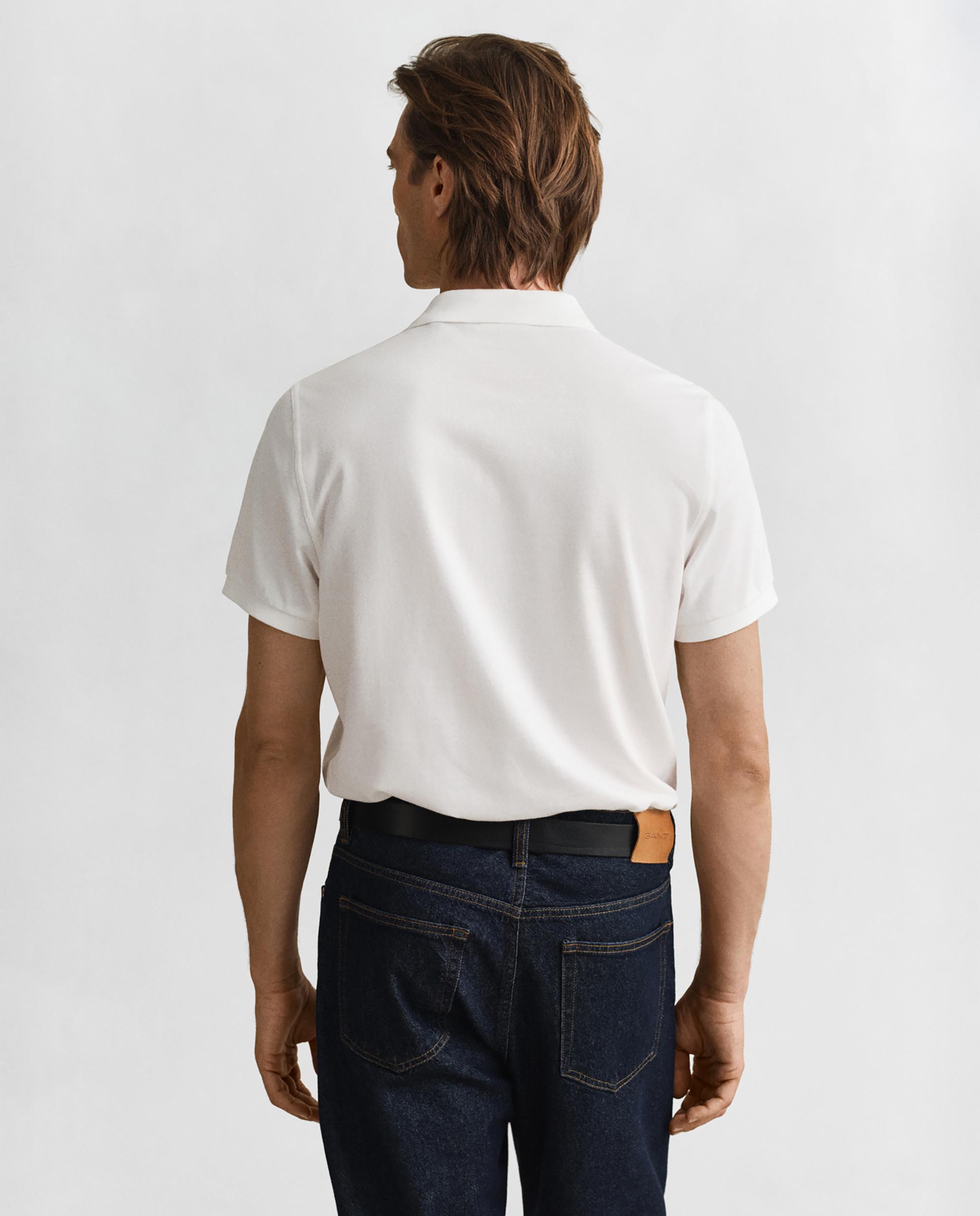 Polo de manga corta de hombre en algodón con insignia en el pecho - Blanco Blanco-2