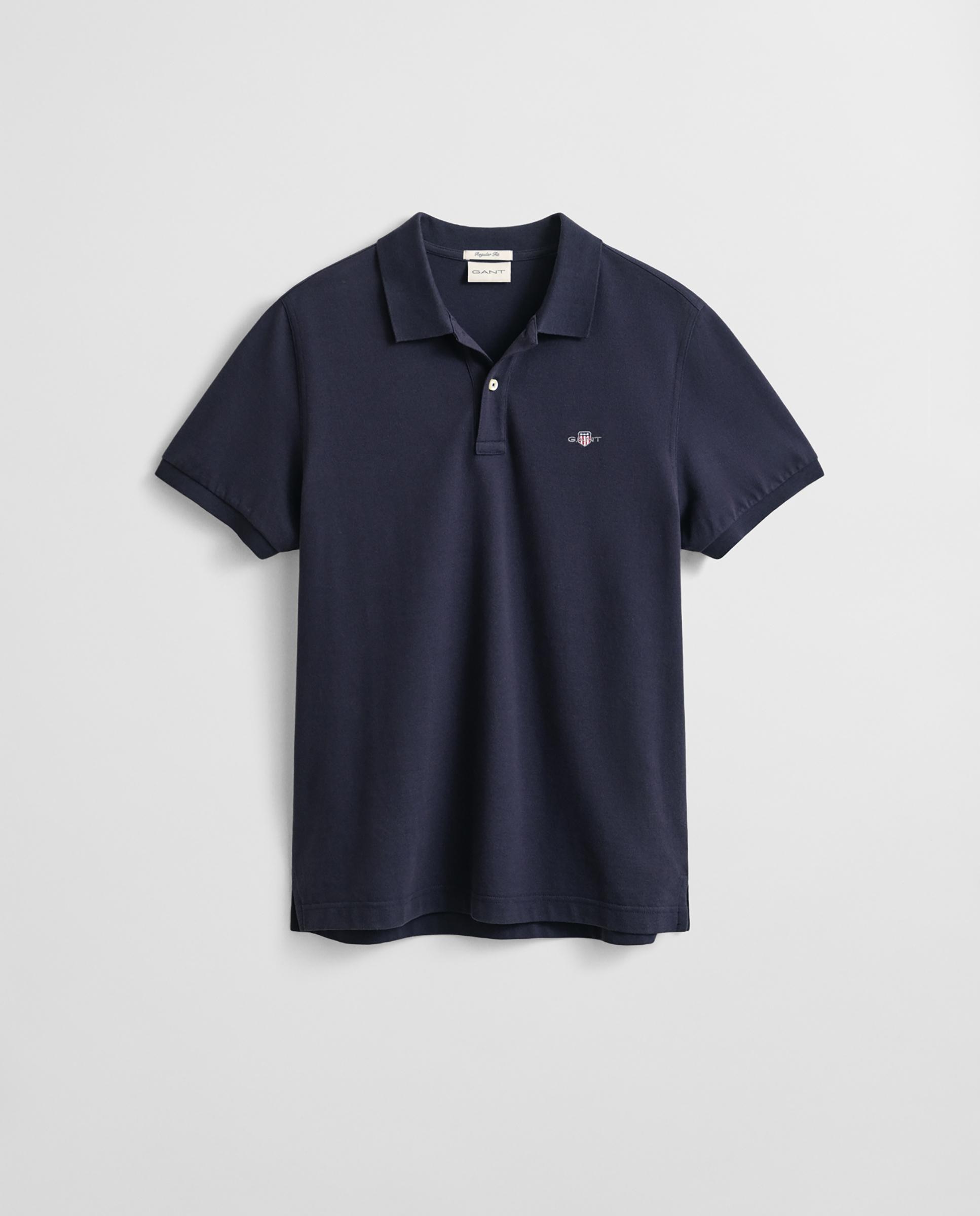 Polo de manga corta de hombre en algodón con insignia en el pecho - Azul oscuro Azul oscuro-5