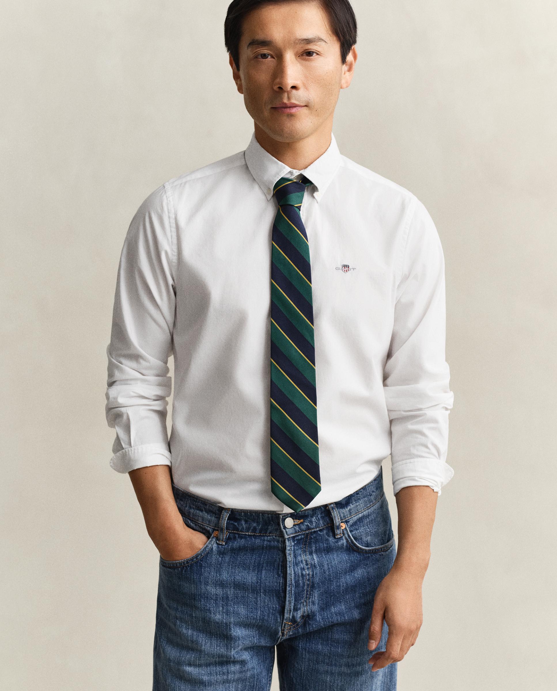 Camisa de hombre slim con logo en el pecho - Gant - Blanco Blanco-1