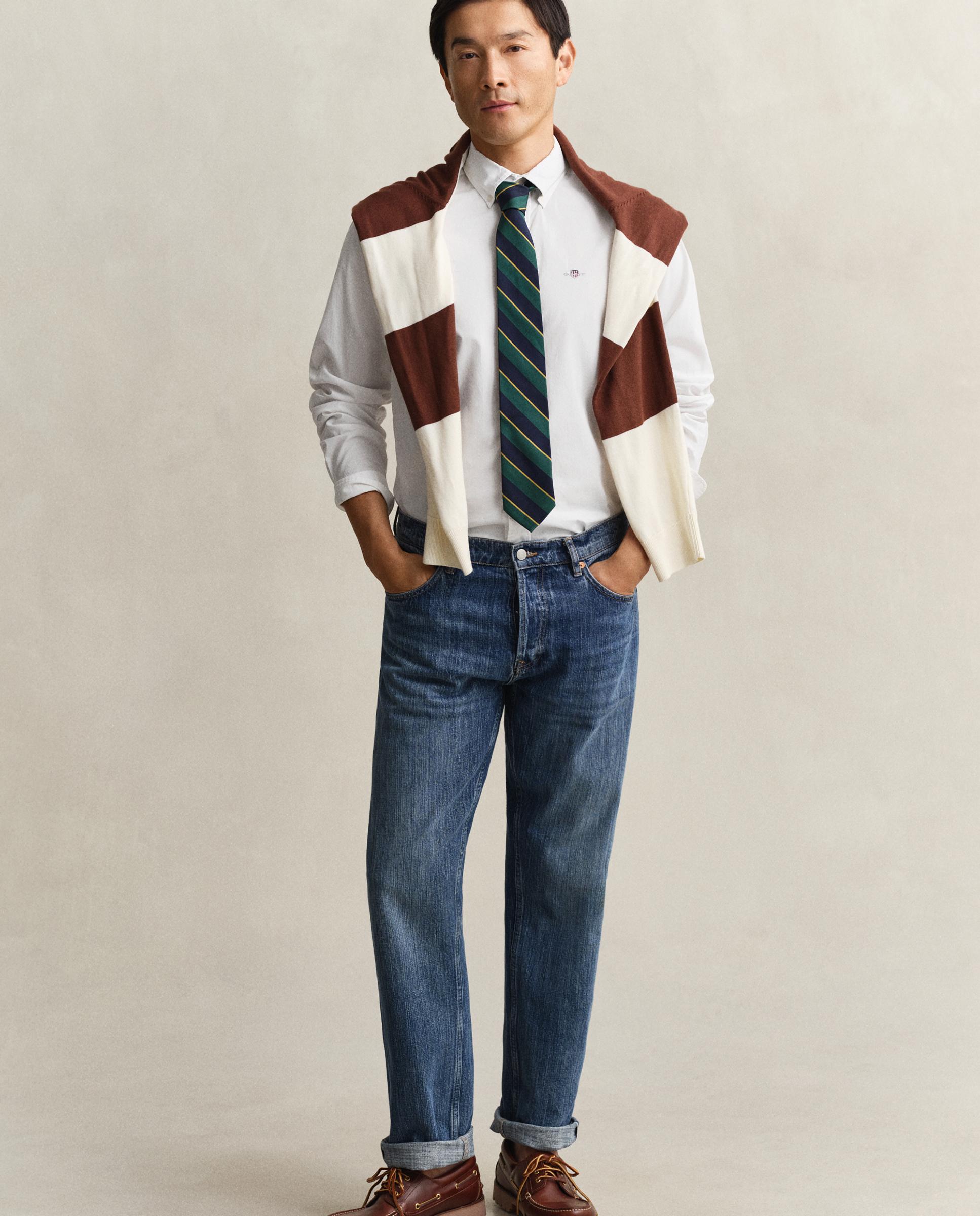 Camisa de hombre slim con logo en el pecho - Gant - Blanco Blanco-4