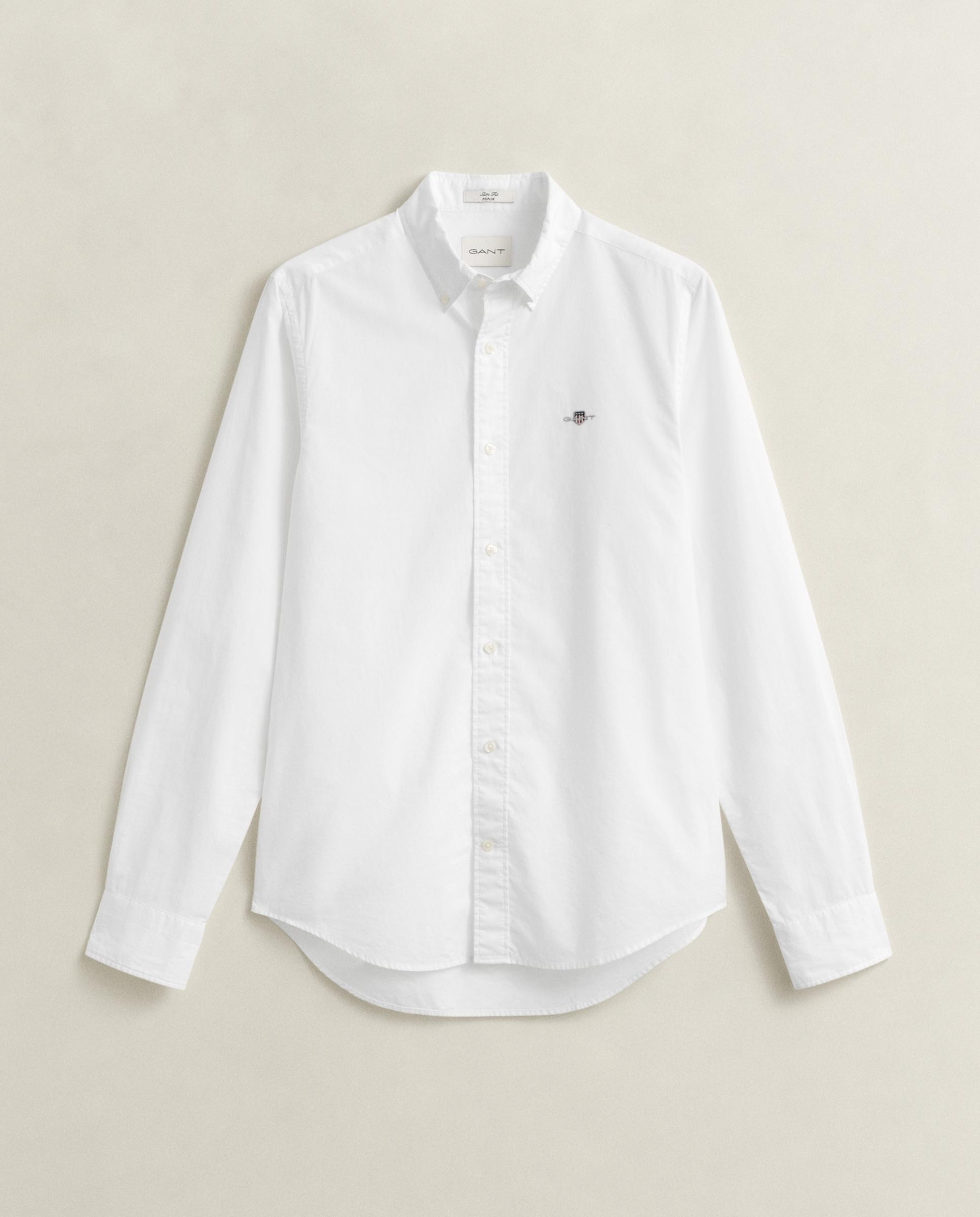 Camisa de hombre slim con logo en el pecho - Gant - Blanco Blanco-6