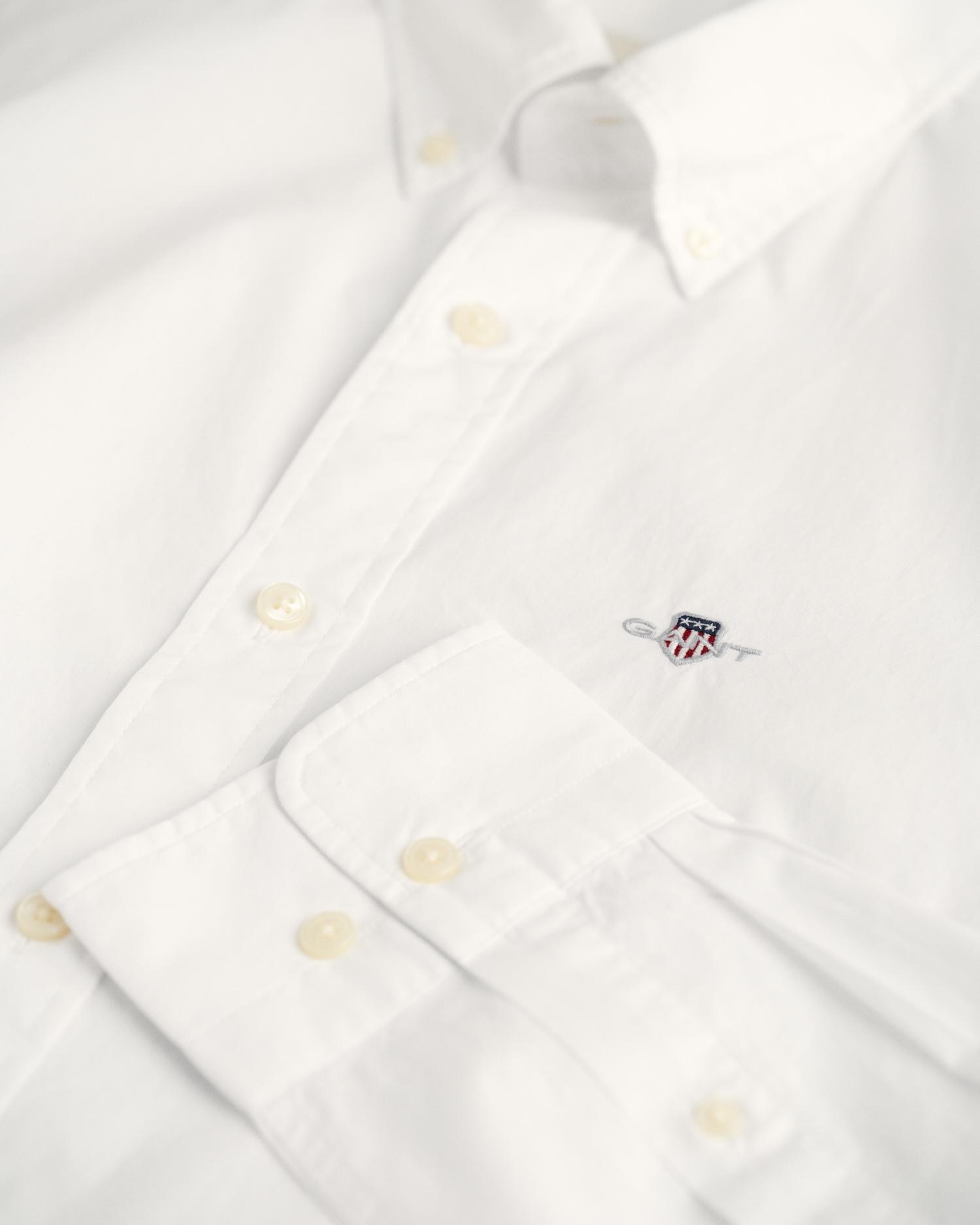 Camisa de hombre slim con logo en el pecho - Gant - Blanco Blanco-7