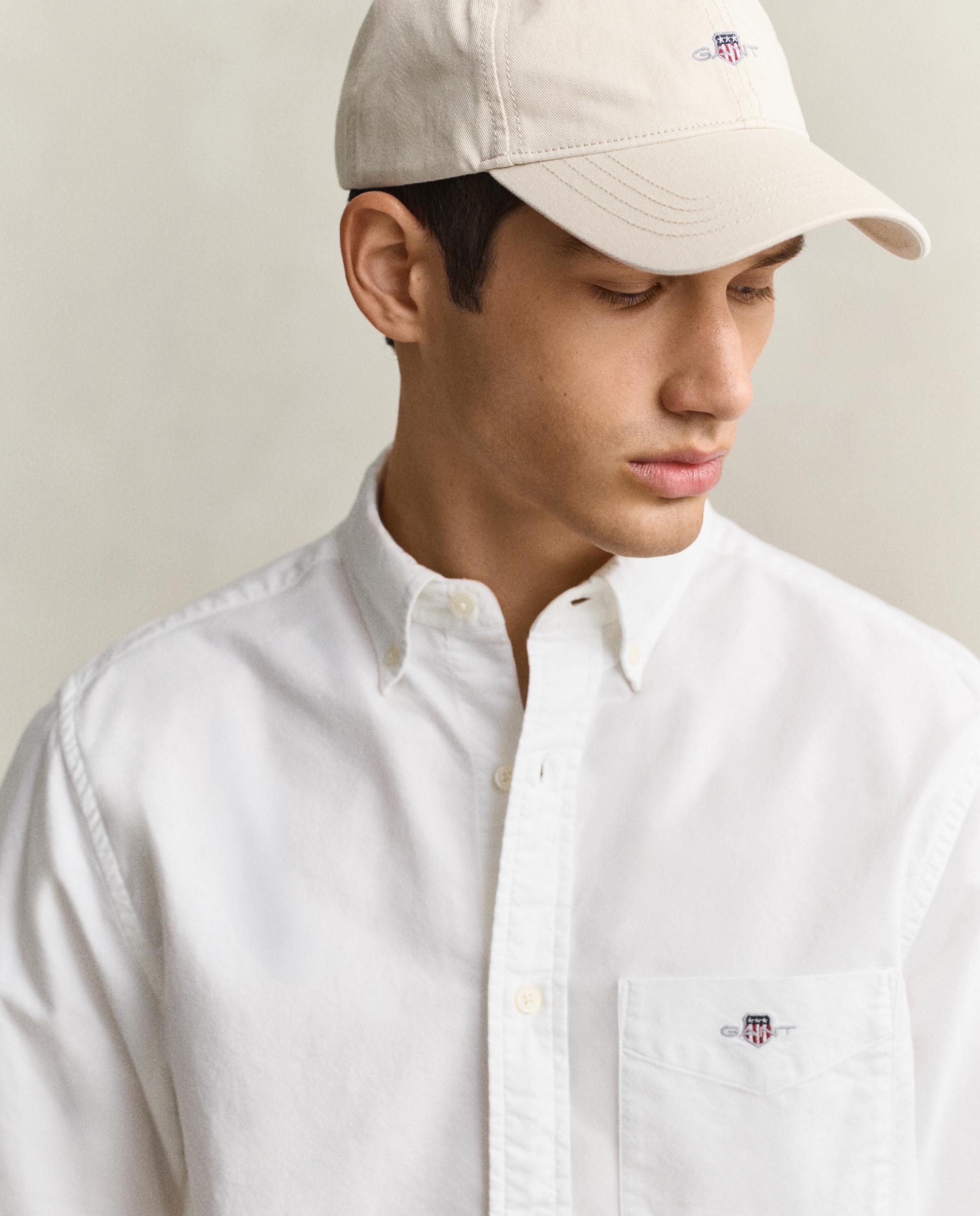 Camisa oxford de hombre con bolsillo en el pecho con logo decorativo - Blanco Blanco-7