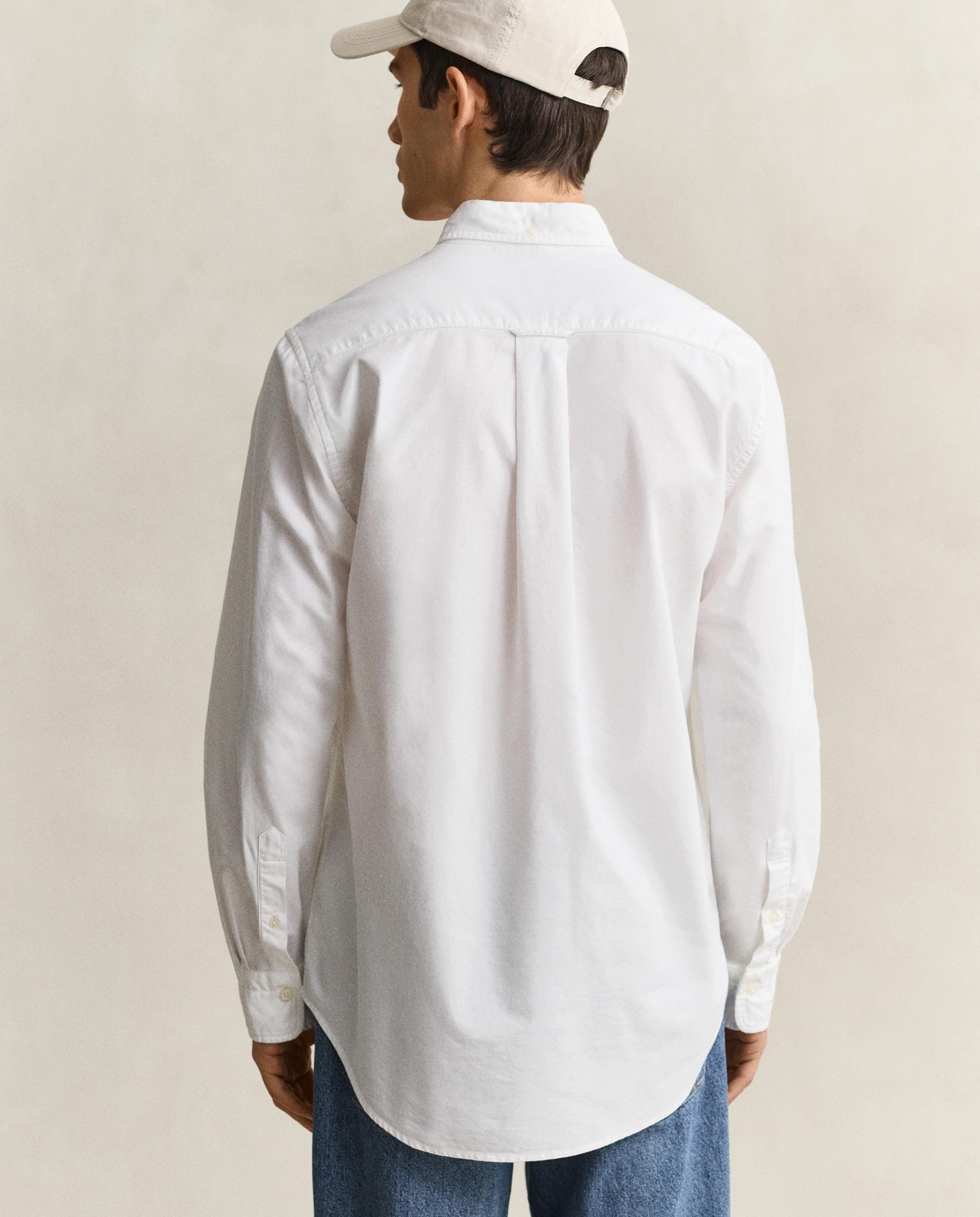 Camisa oxford de hombre con bolsillo en el pecho con logo decorativo - Blanco Blanco-6