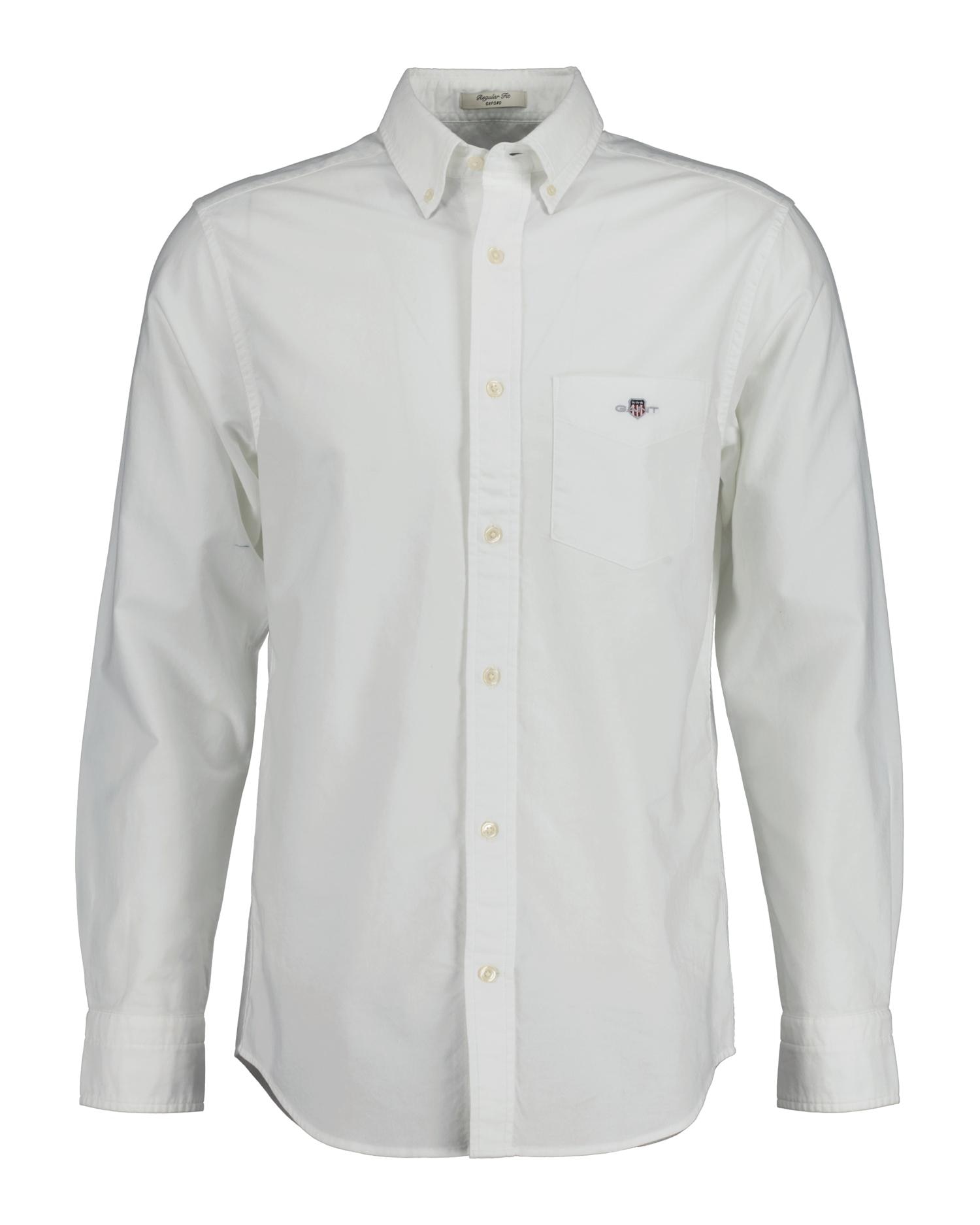 Camisa oxford de hombre con bolsillo en el pecho con logo decorativo - Blanco Blanco-2