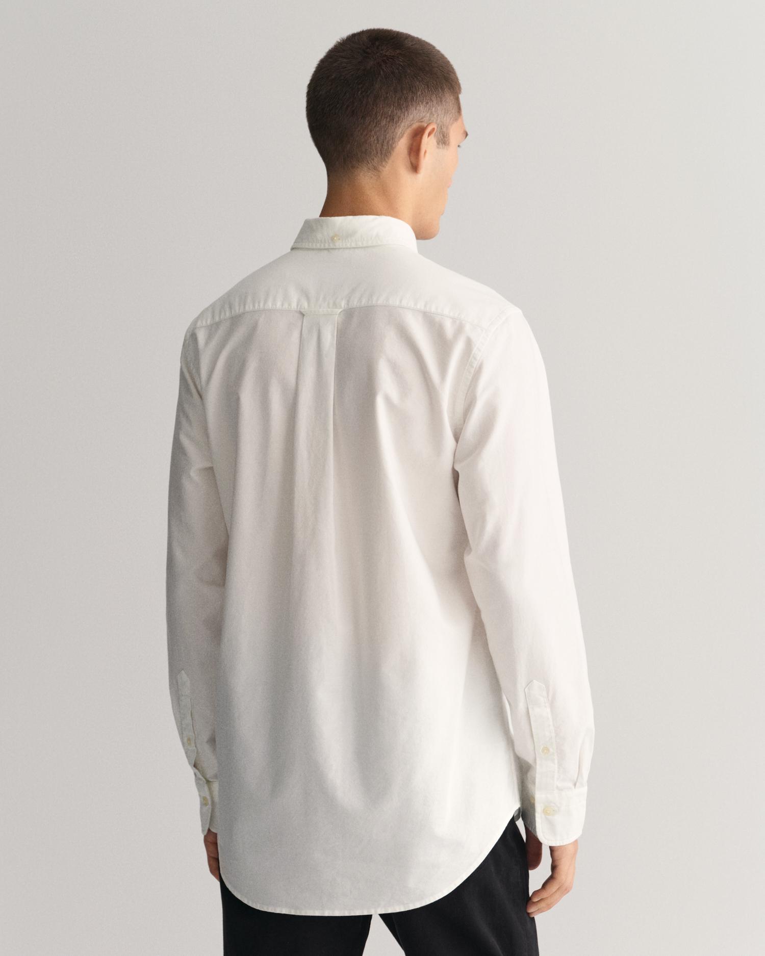 Camisa oxford de hombre con bolsillo en el pecho con logo decorativo - Blanco Blanco-4