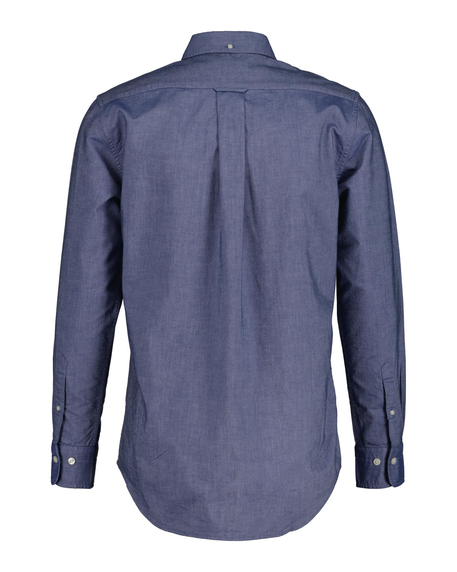 Camisa oxford de hombre con bolsillo en el pecho con logo decorativo - Azul denim Azul denim-7