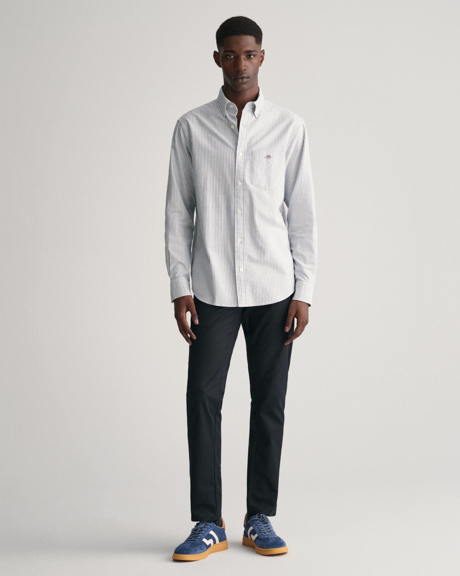 Camisa de hombre oxford de rayas y corte regular - Gant - Azul Azul-4