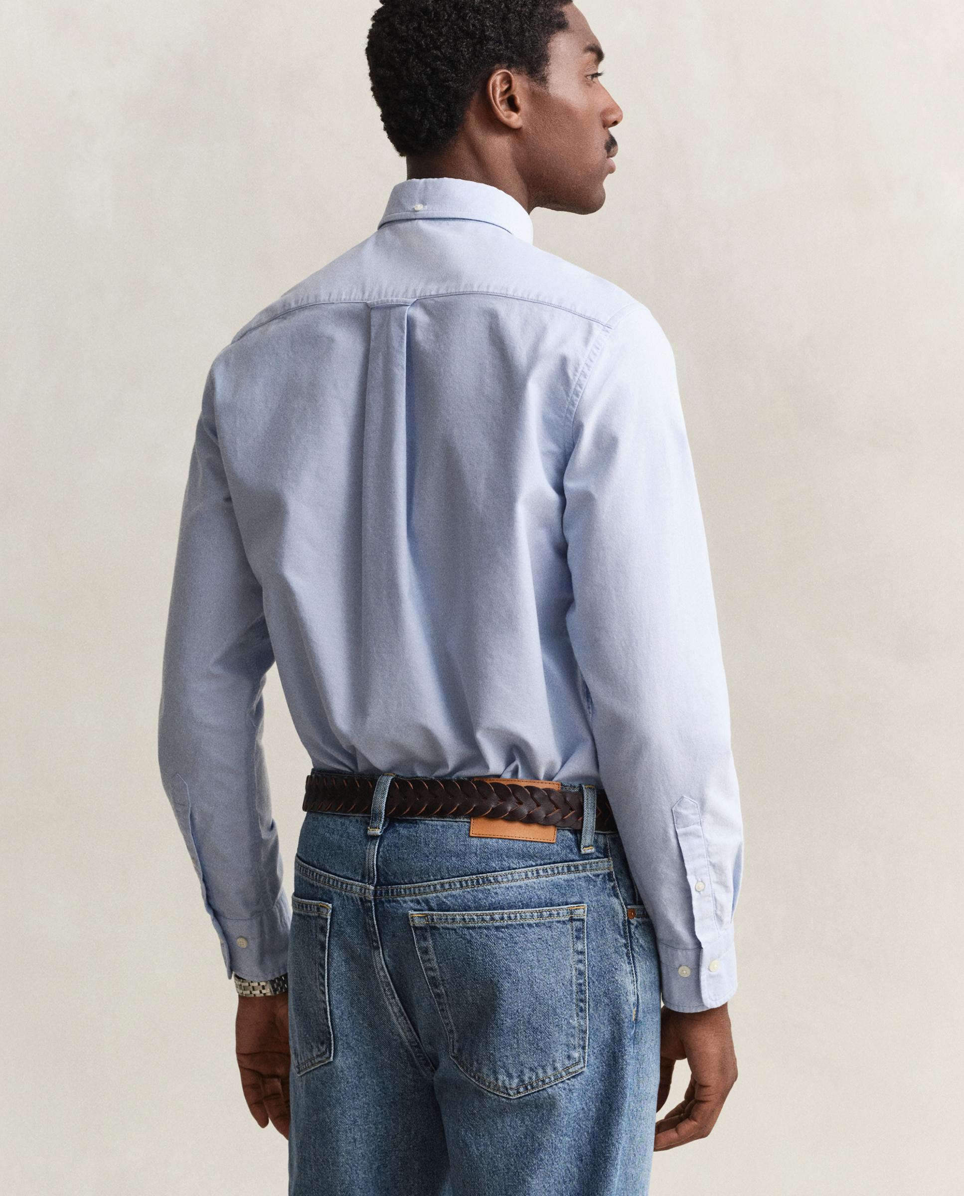 Camisa oxford de hombre con bolsillo en el pecho con logo decorativo - Azul claro Azul claro-3