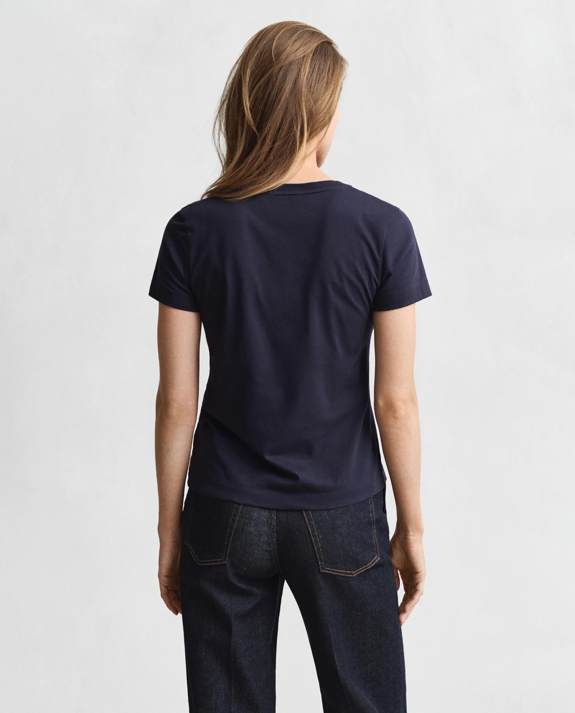 Camiseta de mujer shield con cuello de pico - Gant - Azul Azul-2