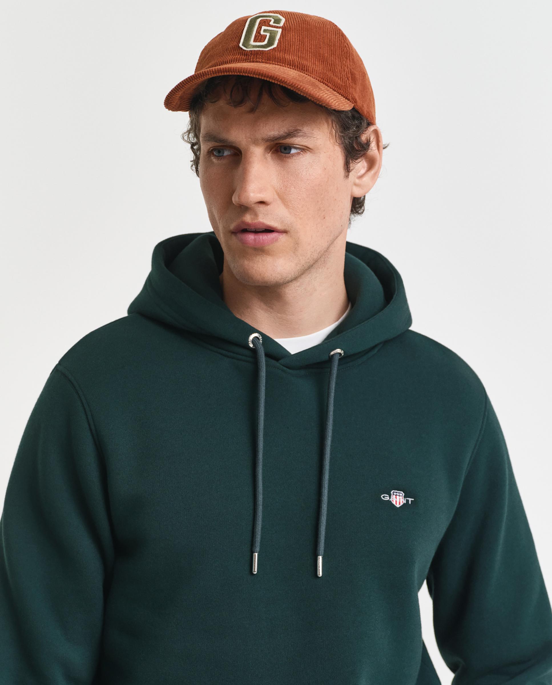 Sudadera con capucha de hombre con logo en el pecho y bolsillo de canguro - Gant - Verde oscuro Verde oscuro-2