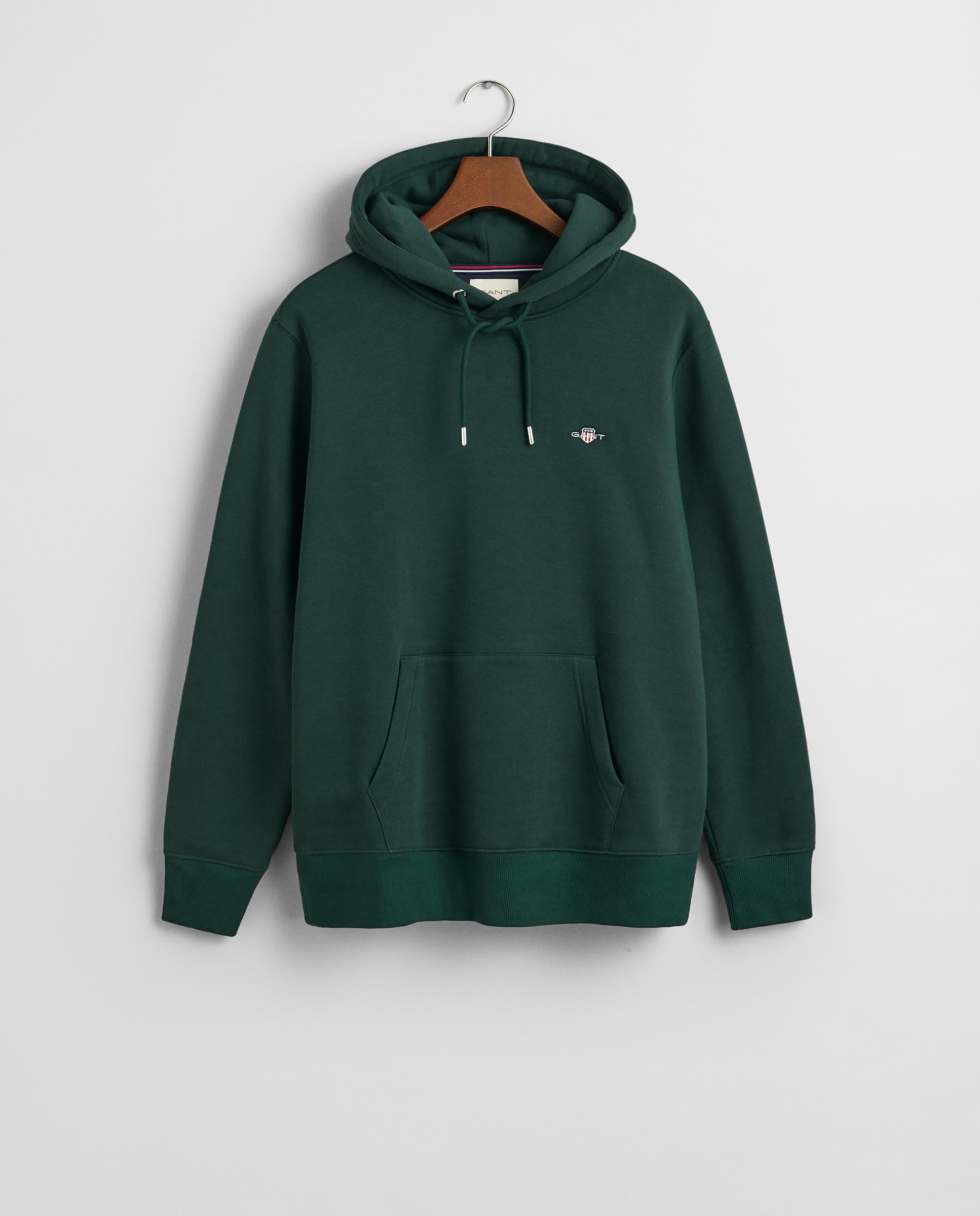 Sudadera con capucha de hombre con logo en el pecho y bolsillo de canguro - Gant - Verde oscuro Verde oscuro-5