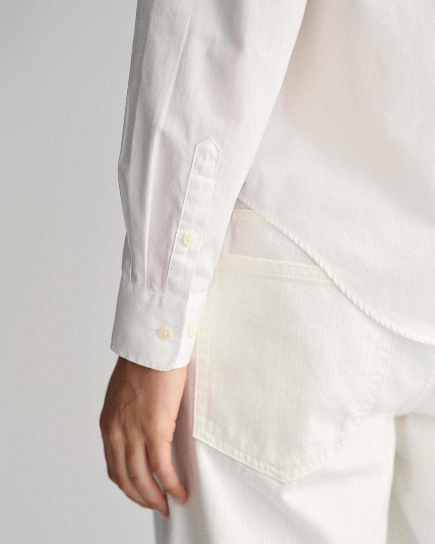 Camisa de Manga Comprida com Gola Francês Branco-3