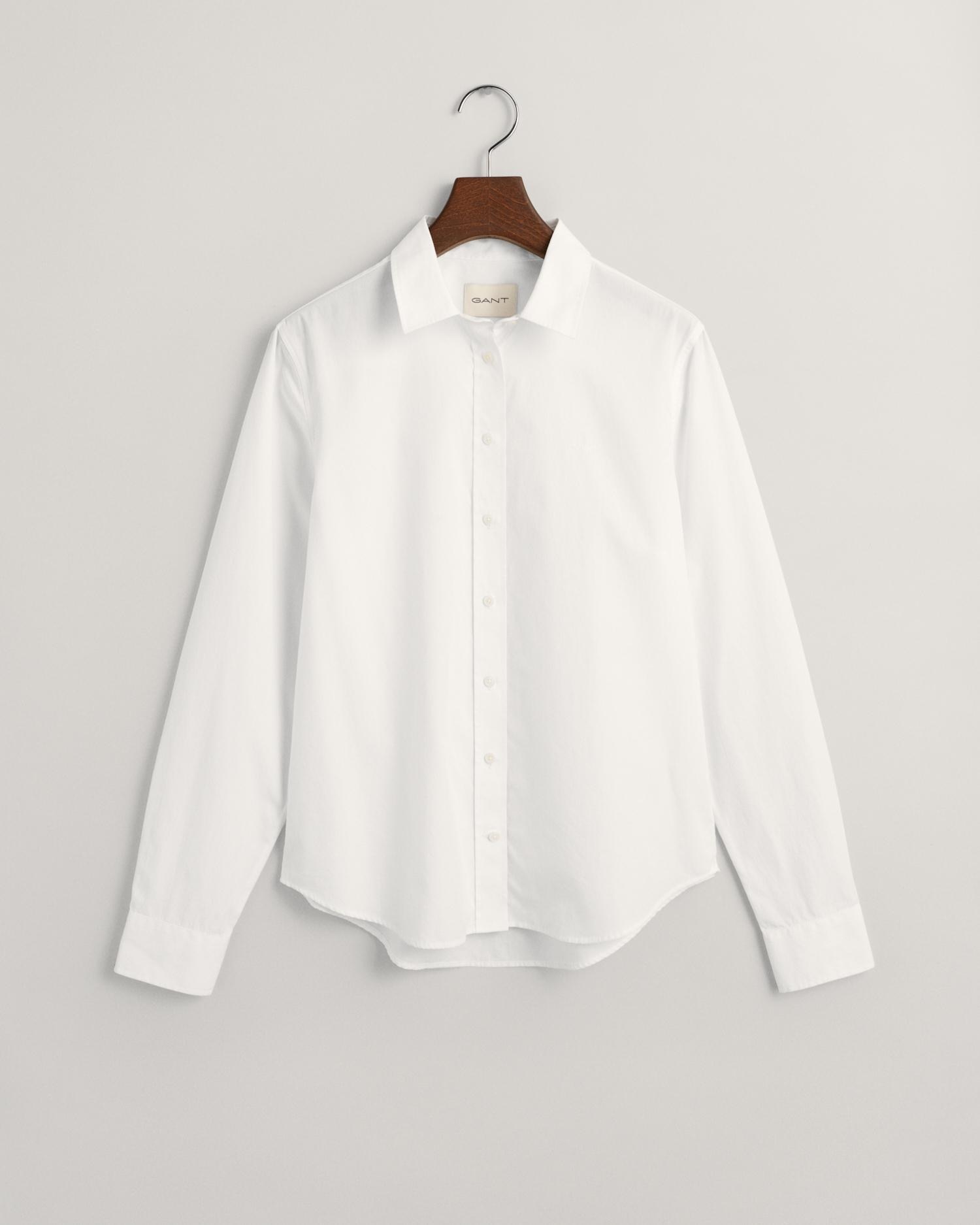 Camisa de Manga Comprida com Gola Francês Branco-5