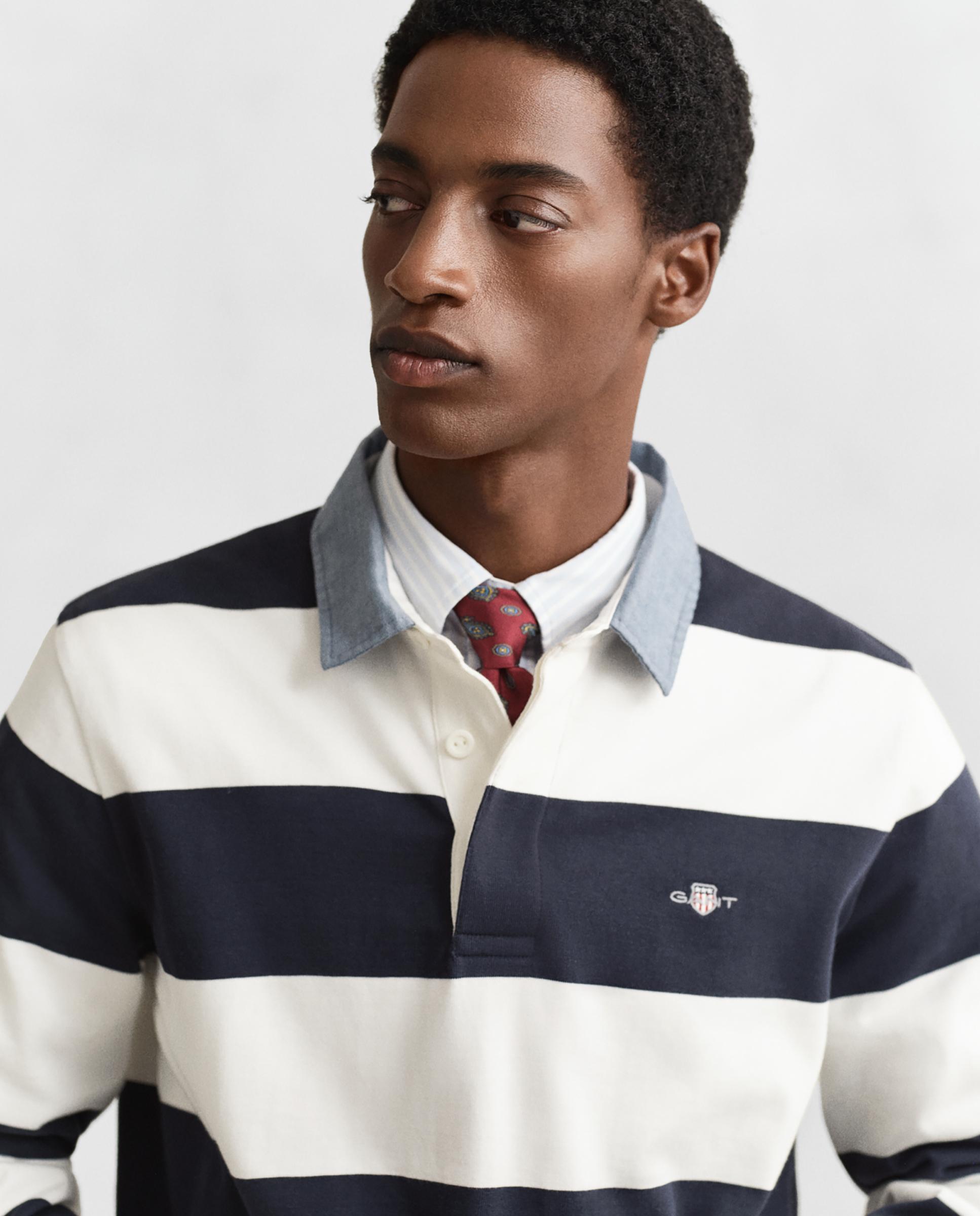 Polo de hombre a rayas con cuello de cambray - Gant - Blanco Blanco-3