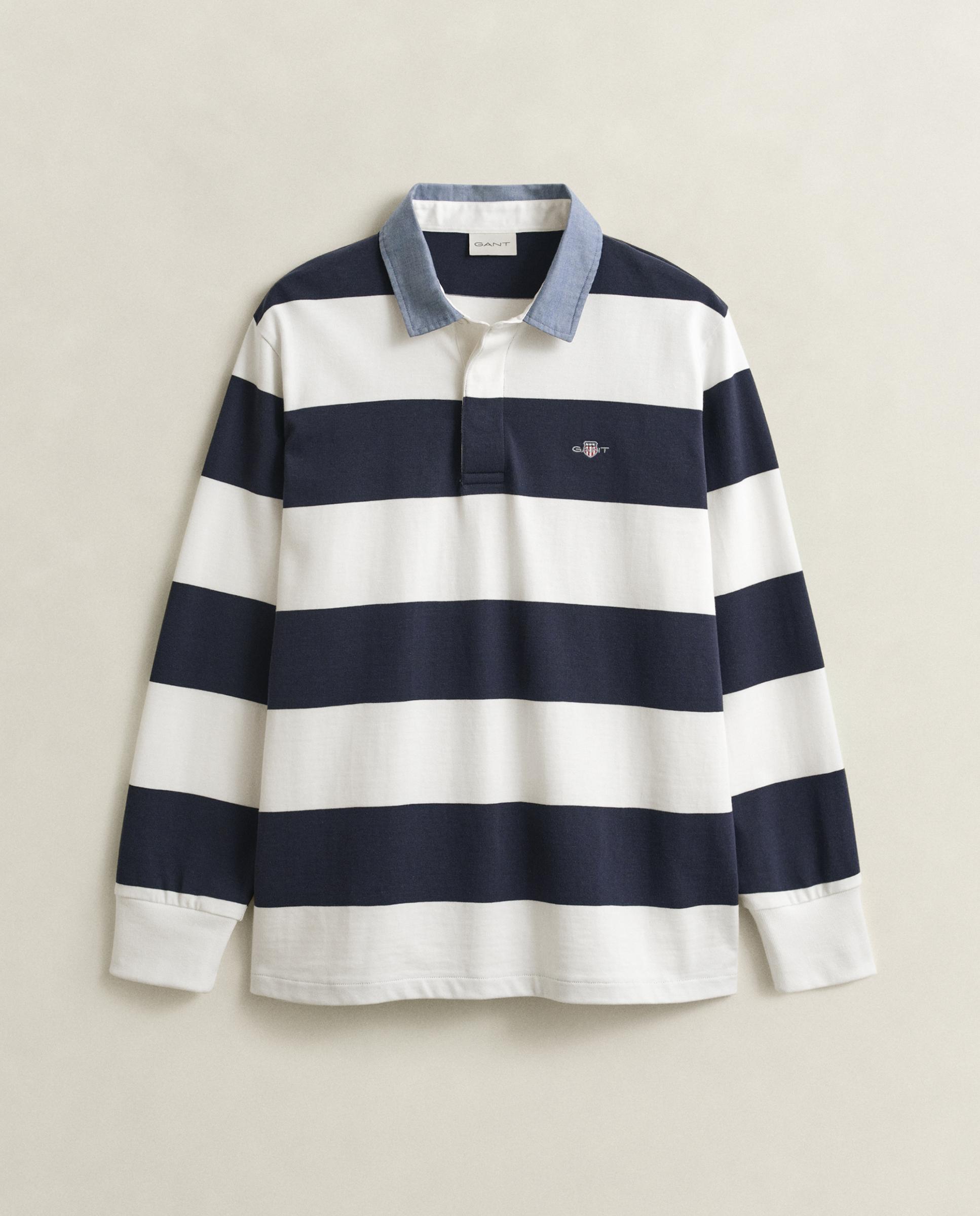 Polo de hombre a rayas con cuello de cambray - Gant - Blanco Blanco-5