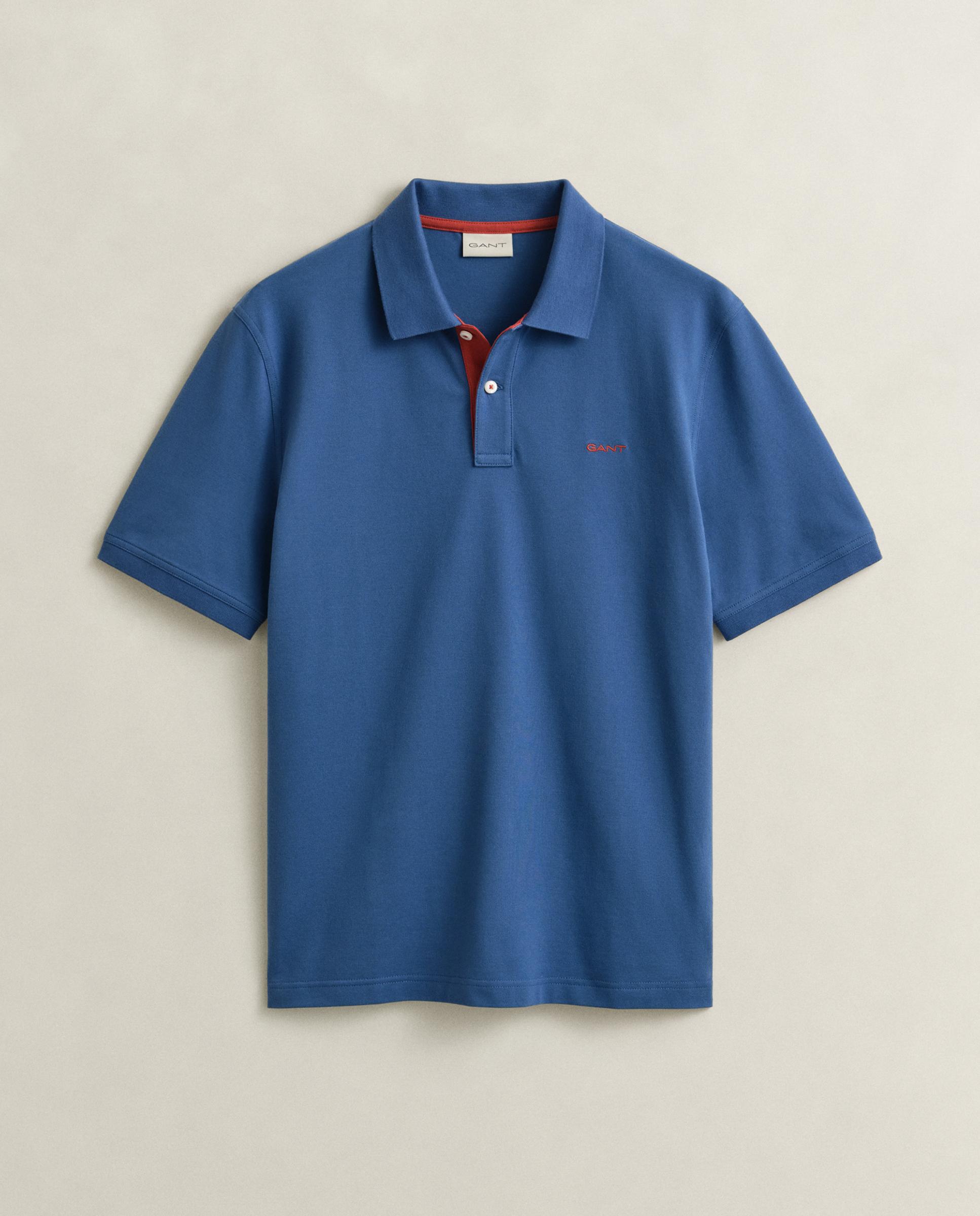 Polo de hombre de piqué con contraste - Gant - Azul índigo Azul índigo-5