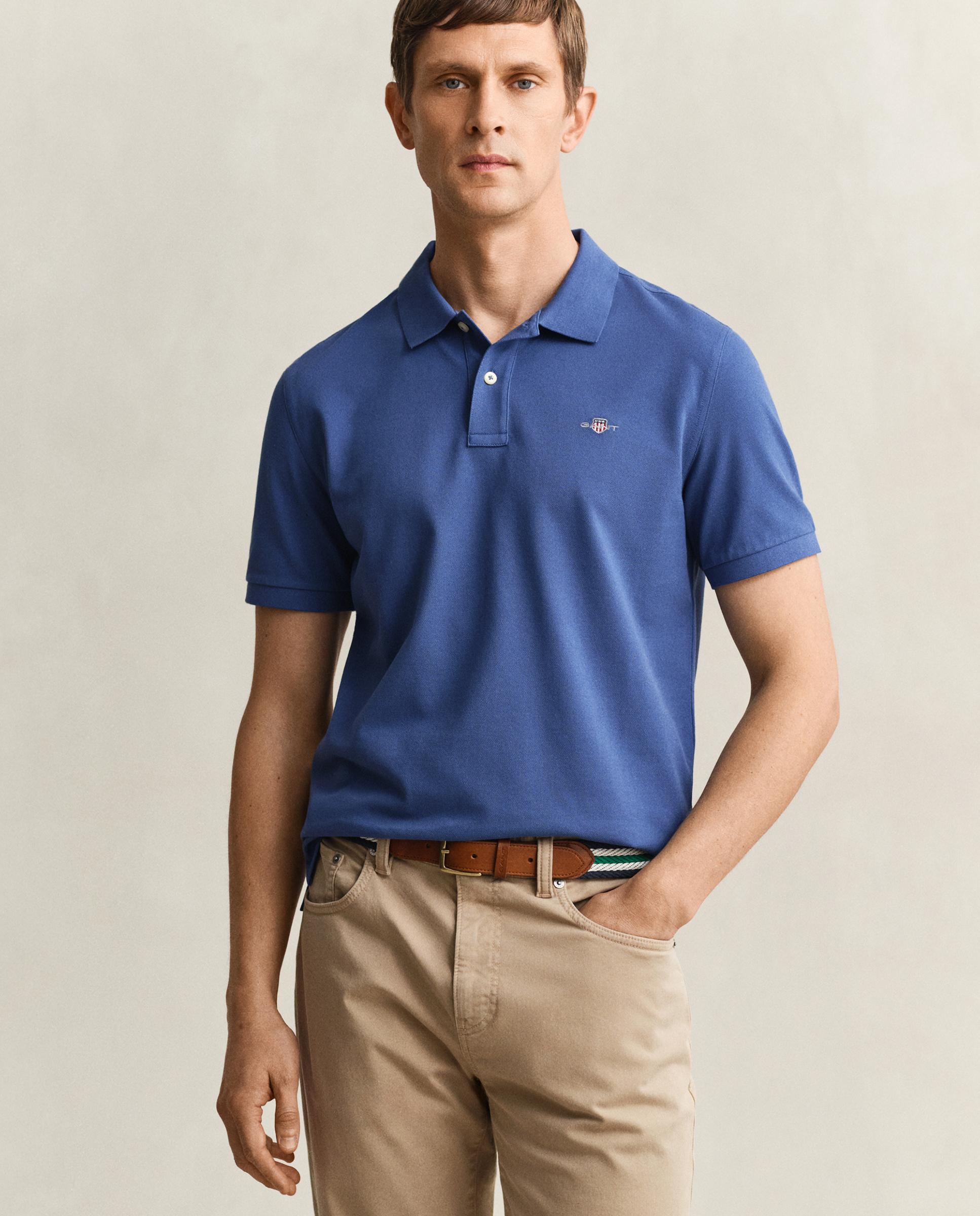Imagen 0 de Polo de hombre de piqué Regular Fit Shield Azul anticuario