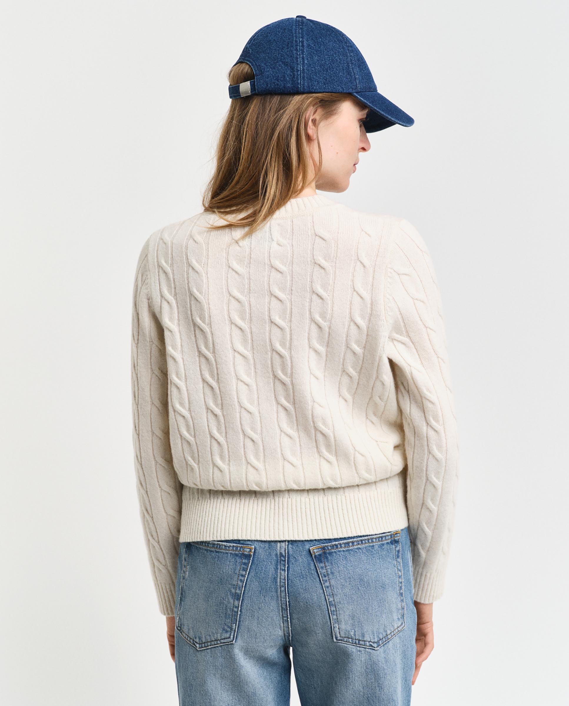 Jersey de mujer de cuello redondo y diseño de punto en ochos - Gant - Blanco Blanco-2