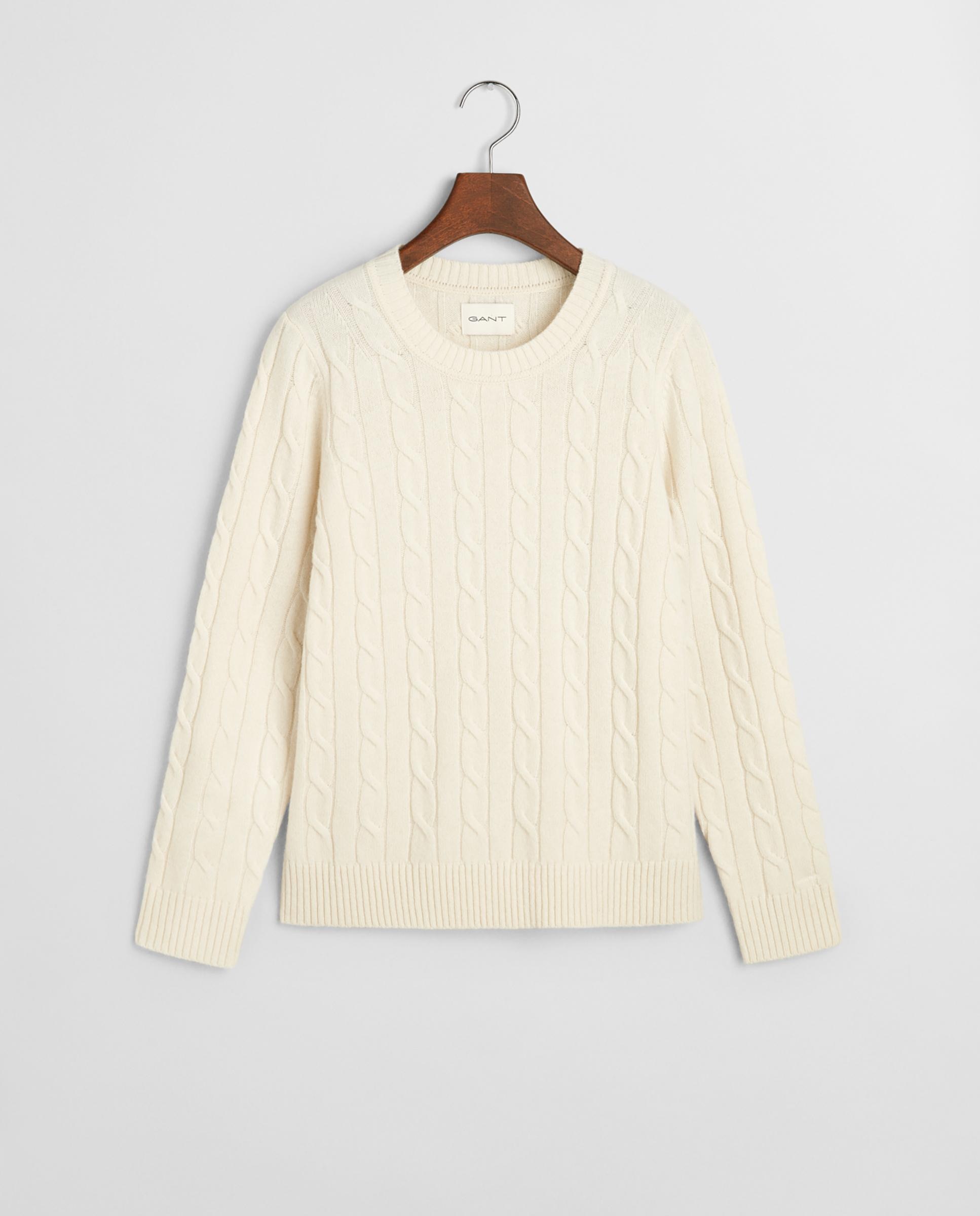 Jersey de mujer de cuello redondo y diseño de punto en ochos - Gant - Blanco Blanco-5