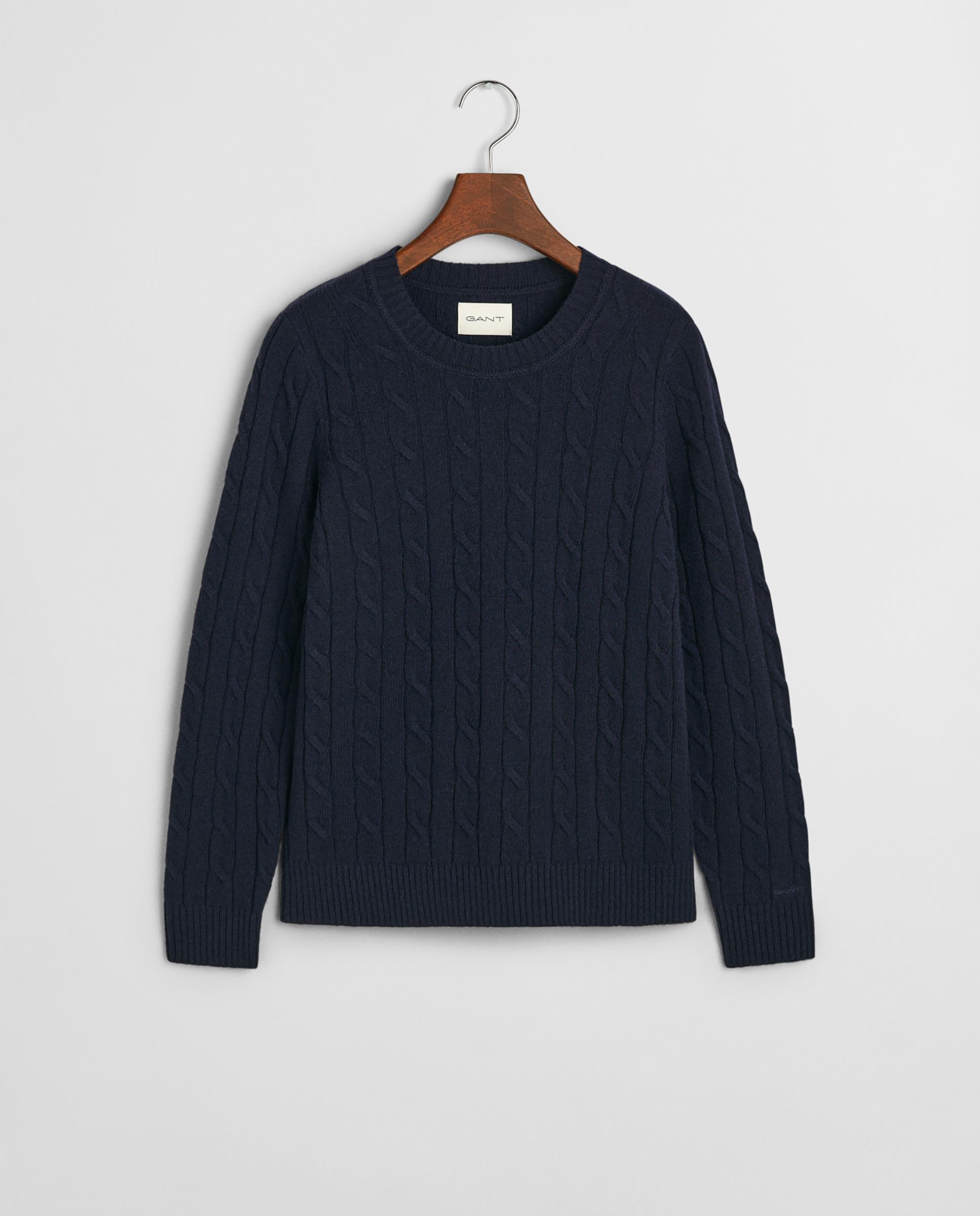Jersey de mujer de cuello redondo y diseño de punto en ochos - Gant - Azul Azul-5