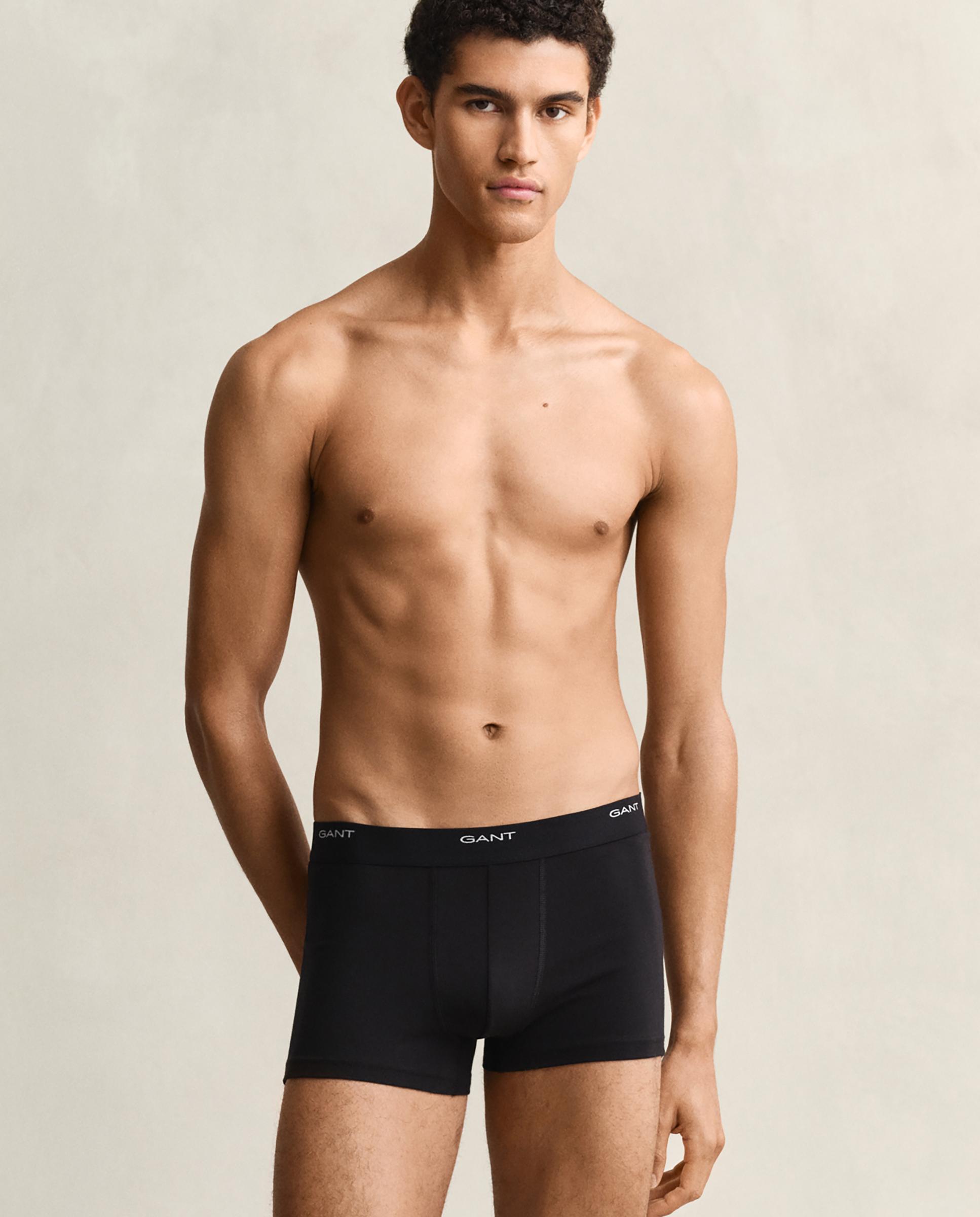 Pack de tres boxers de hombre de pernera corta y detalle gant en cintura - Negro Negro-1