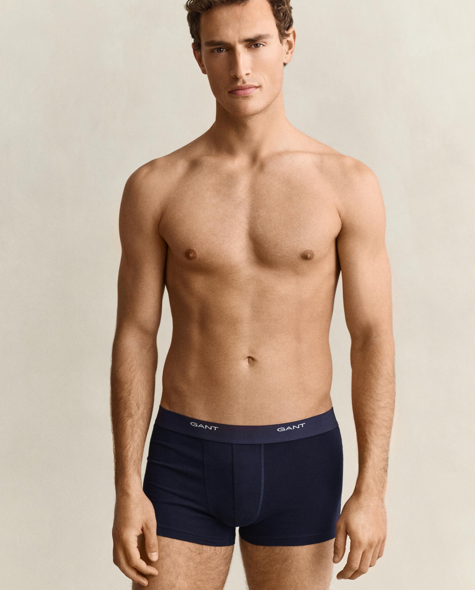 Pack de tres boxers de hombre de pernera corta y detalle gant en cintura - Azul oscuro Azul oscuro-1