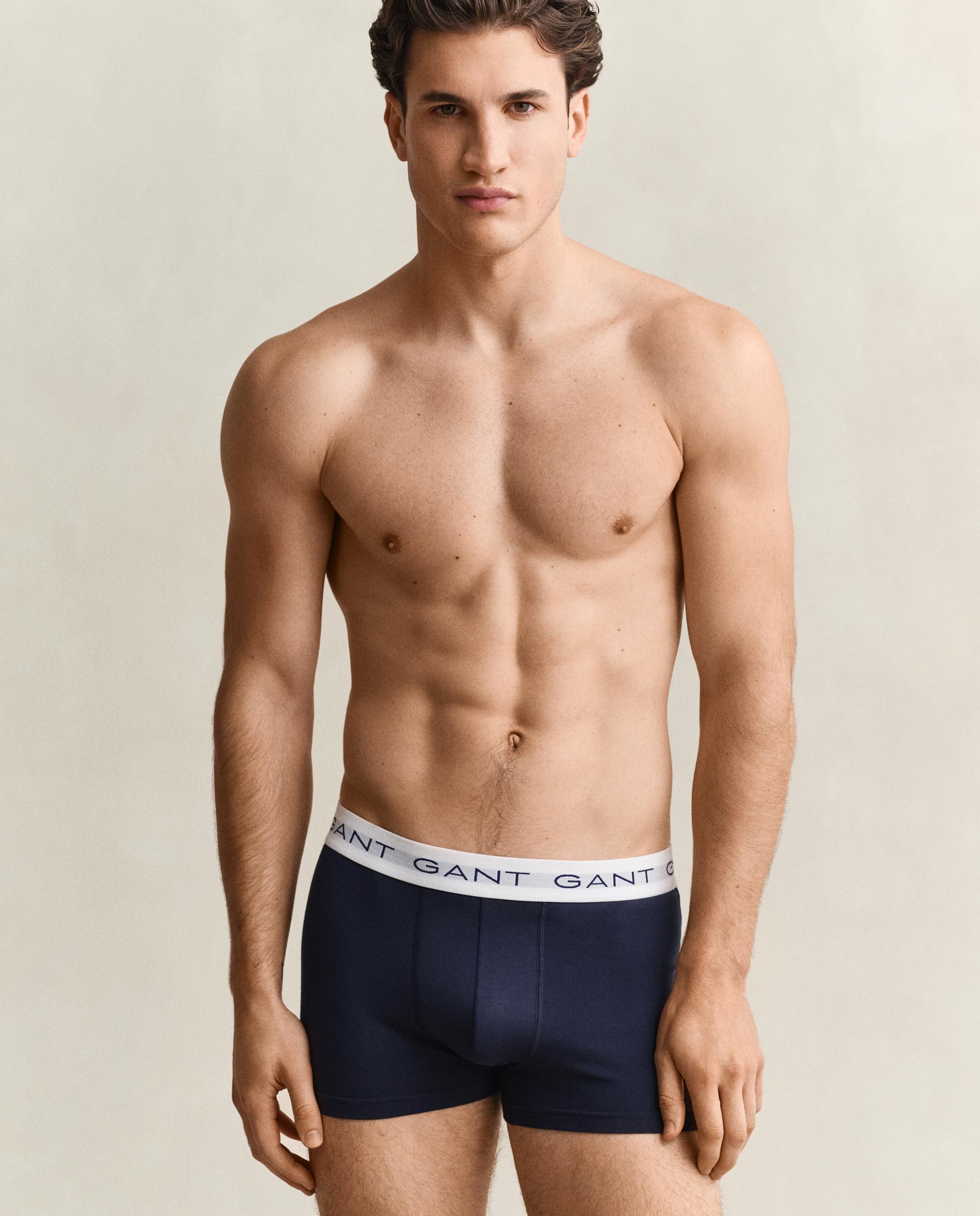 Pack de tres bóxers de punto de hombre elásticos de pernera corta - Gant - Azul / Blanco Azul / Blanco-1