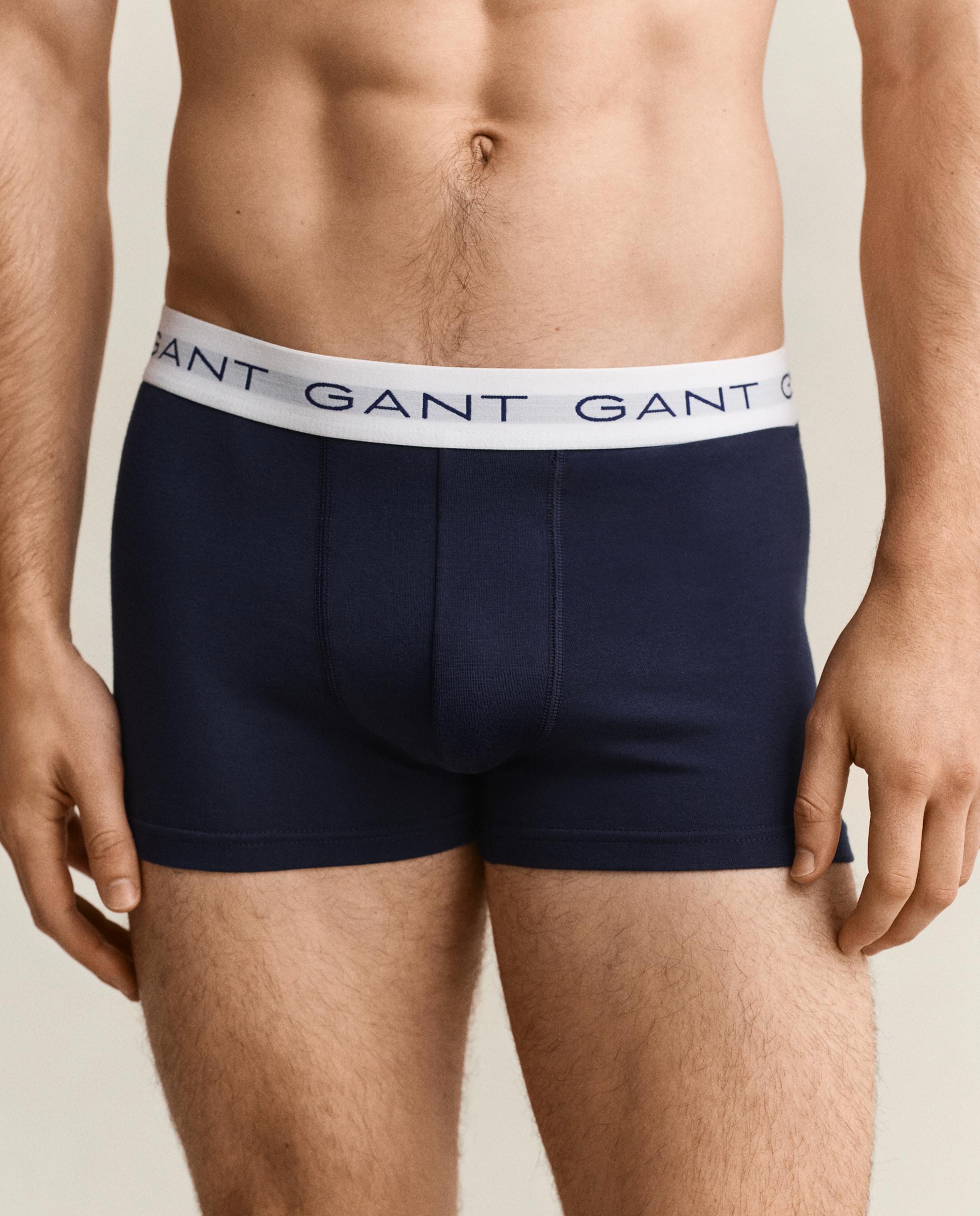 Pack de tres bóxers de punto de hombre elásticos de pernera corta - Gant - Azul / Blanco Azul / Blanco-3