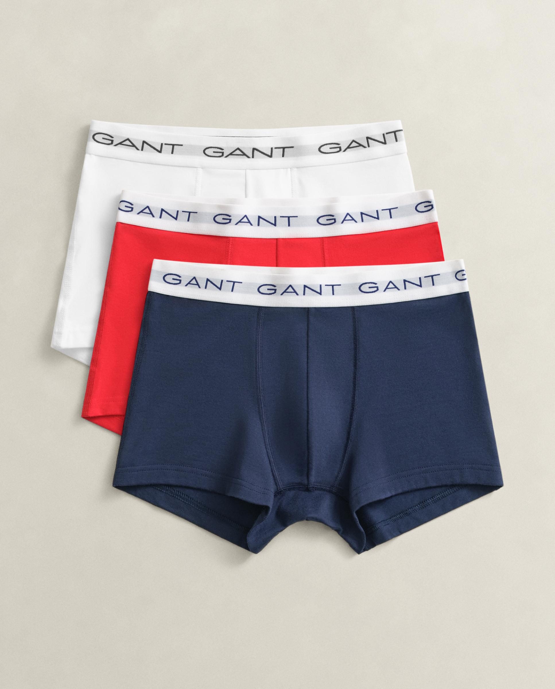 Pack de tres bóxers de punto de hombre elásticos de pernera corta - Gant - Azul / Blanco Azul / Blanco-4