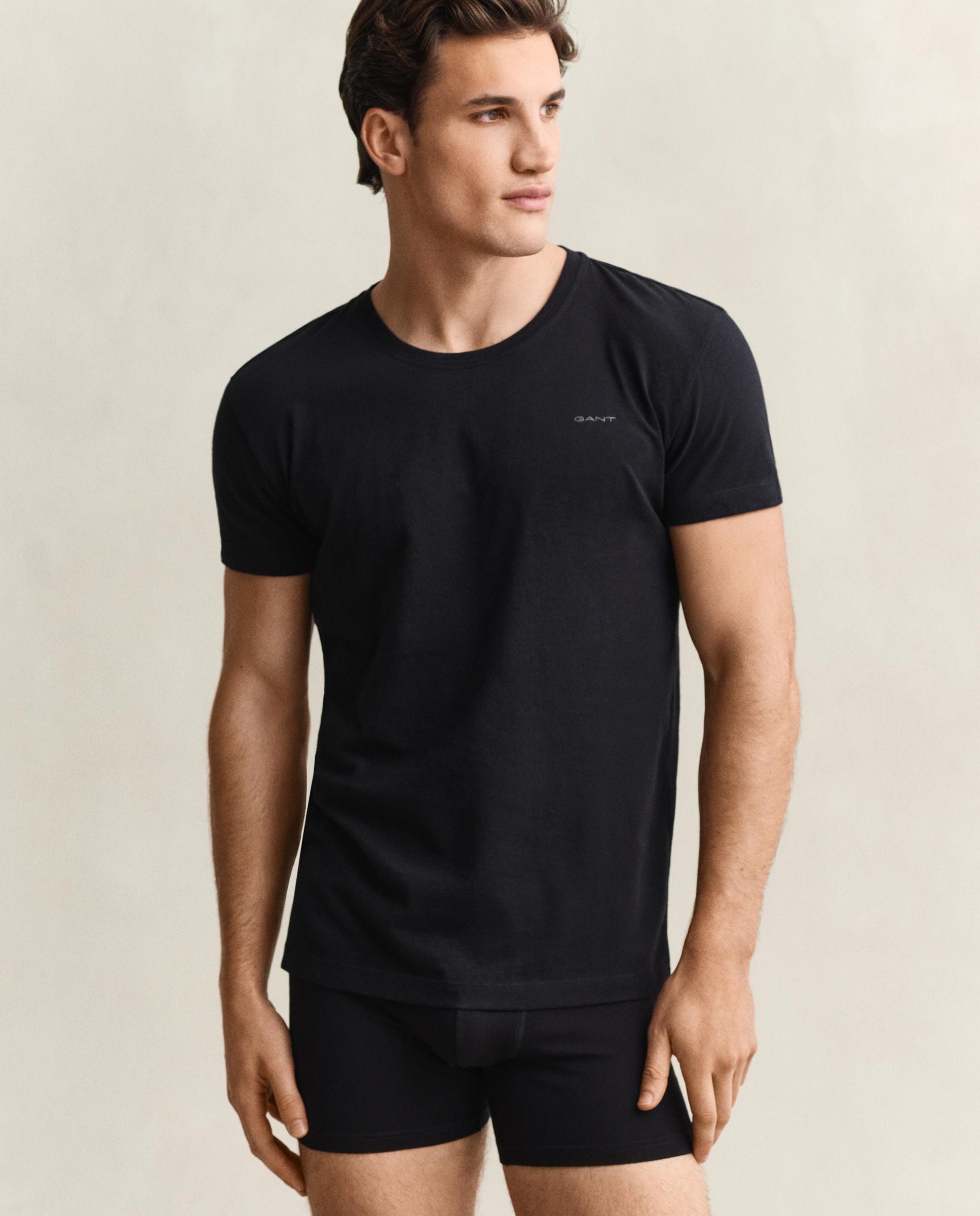 Imagen 0 de Pack de dos camisetas interiores de cuello redondo y manga corta Negro