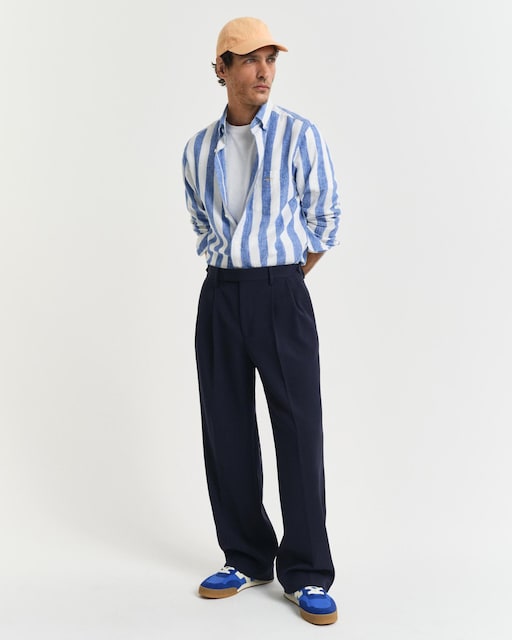 Imagen 0 de Camisa de lino de hombre con diseño de rayas anchas