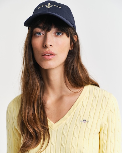 Imagen 0 de Jersey de mujer de algodón con cuello en pico