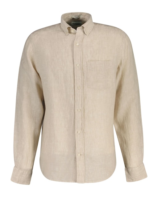 Imagen 0 de Camisa de lino de hombre de manga larga con bolsillo en el pecho
