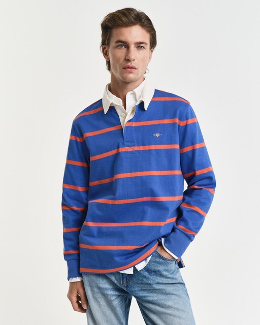Gant — Polo de hombre de manga larga y diseño de rayas