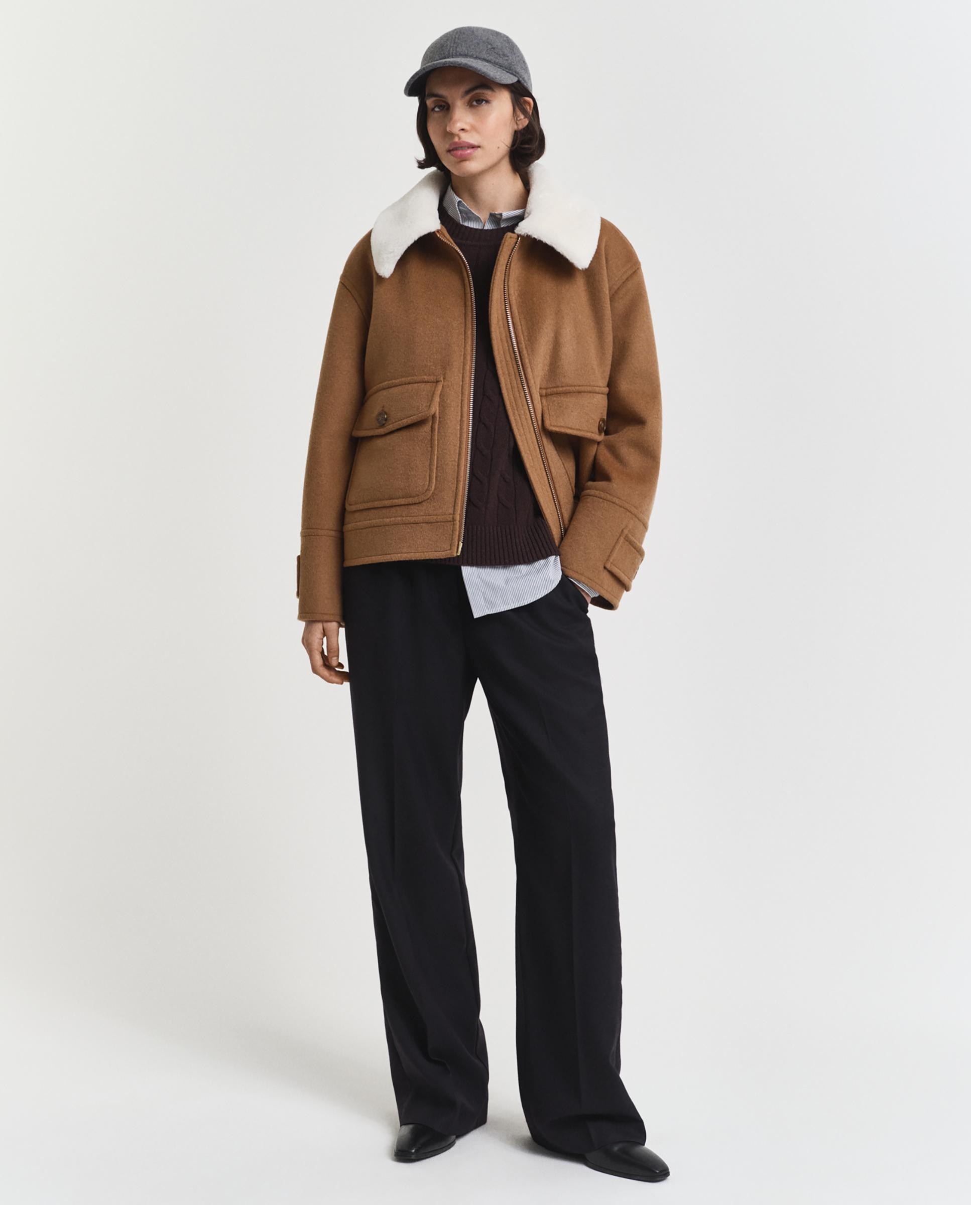 Jersey de mujer de cuello redondo y diseño de punto en ochos - Gant - Beige Beige-3