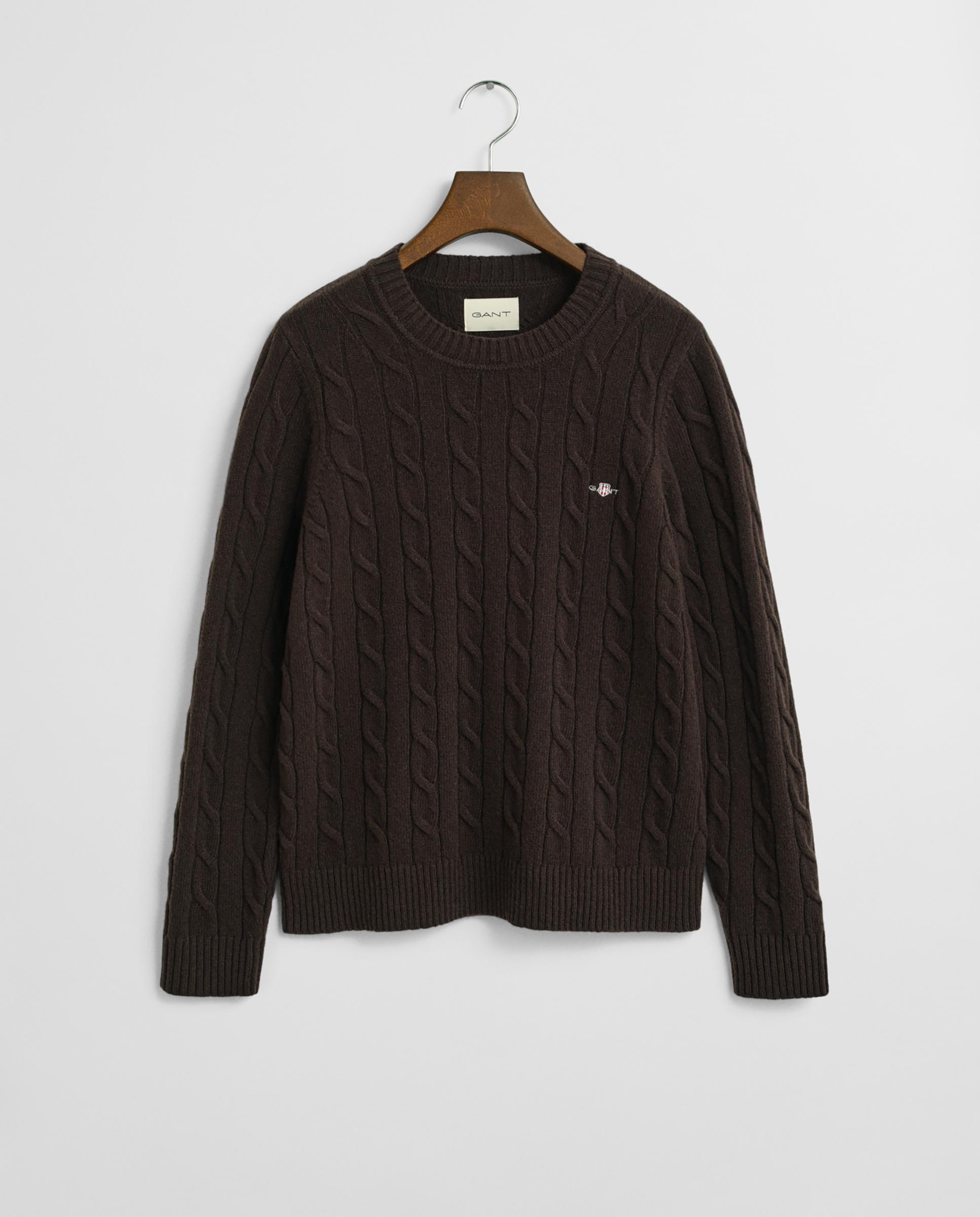 Jersey de mujer de cuello redondo y diseño de punto en ochos - Gant - Beige Beige-5