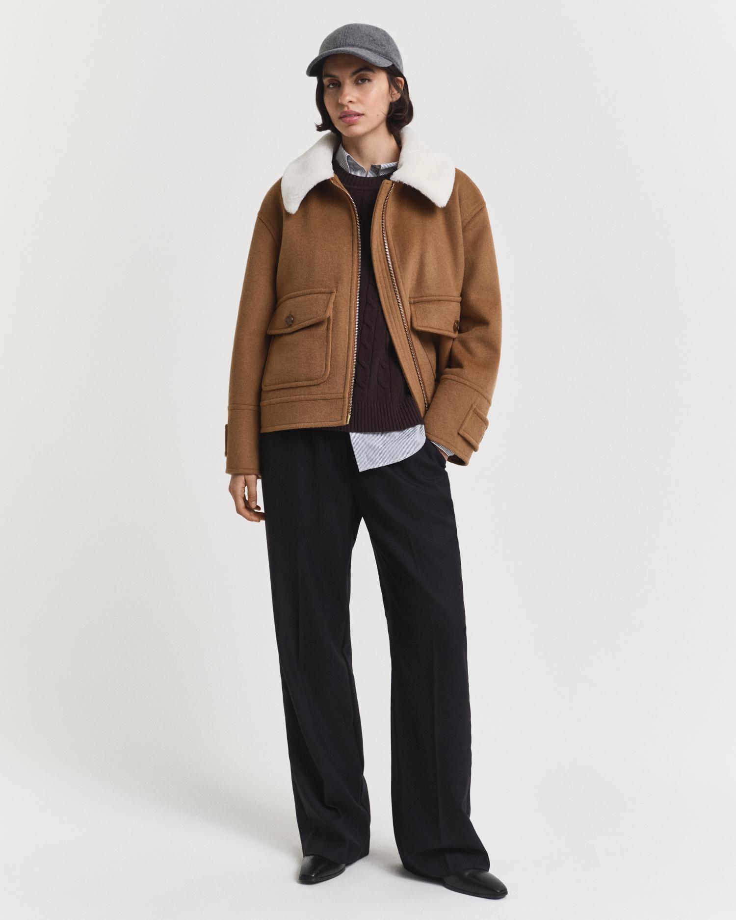 Jersey de mujer de cuello redondo y diseño de punto en ochos - Gant - Beige Beige-4