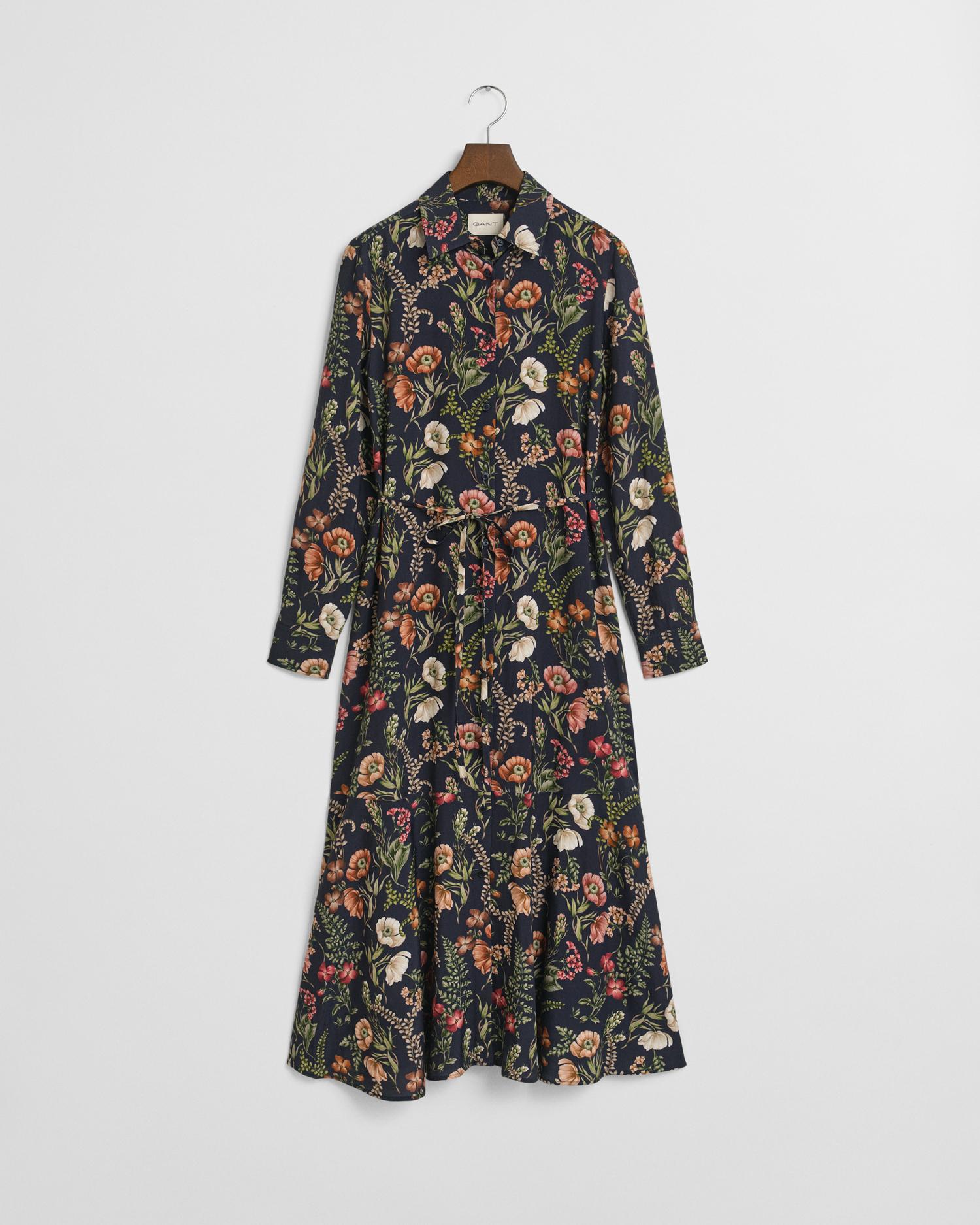 Vestido de manga larga con estampado de flores