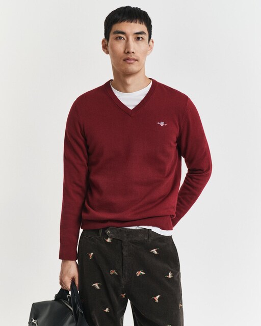 Imagen 0 de Jersey de hombre de algodón con cuello de pico