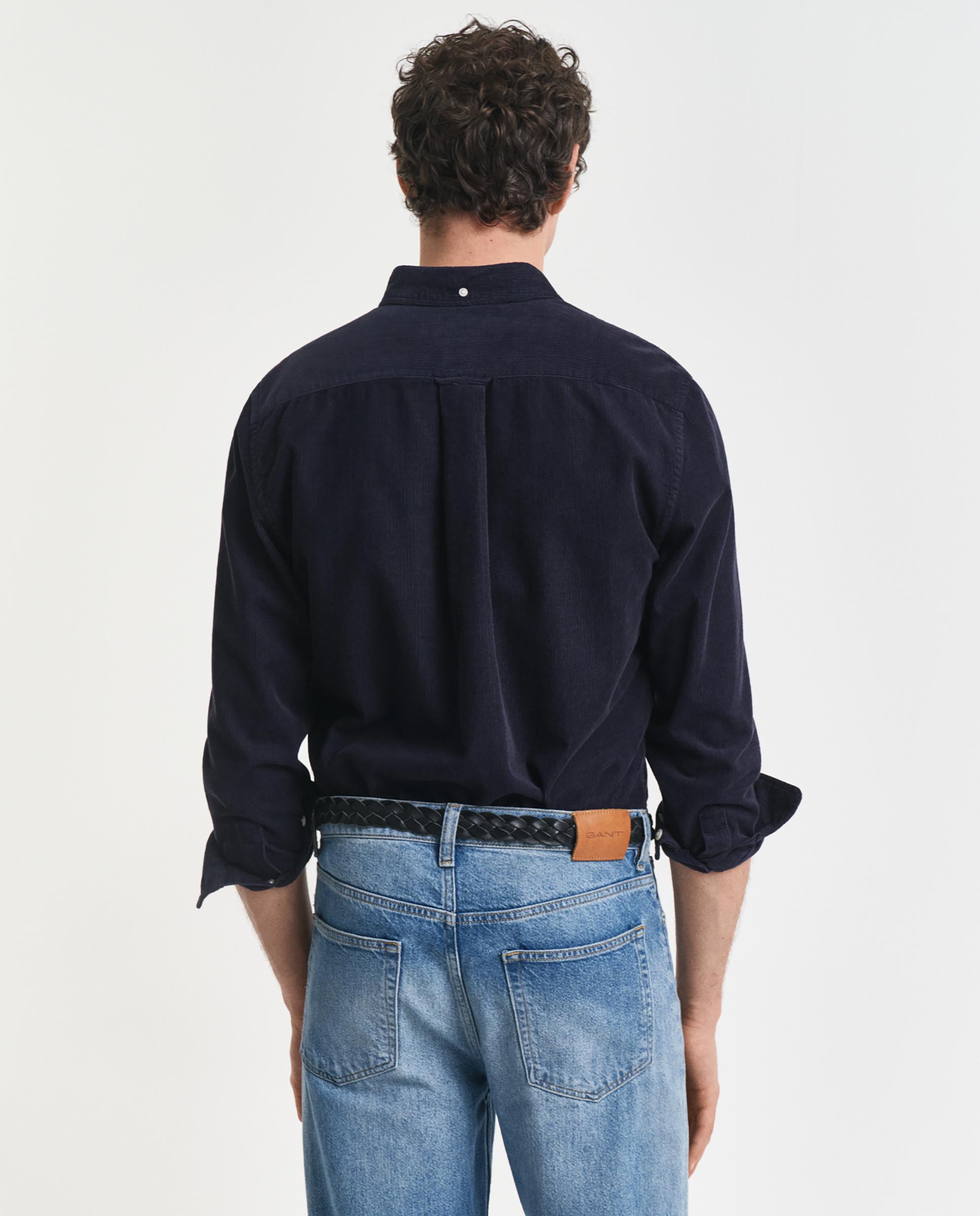 Imagen 3 de Camisa de hombre de pana con logo en el pecho - Gant - Azul oscuro Azul oscuro