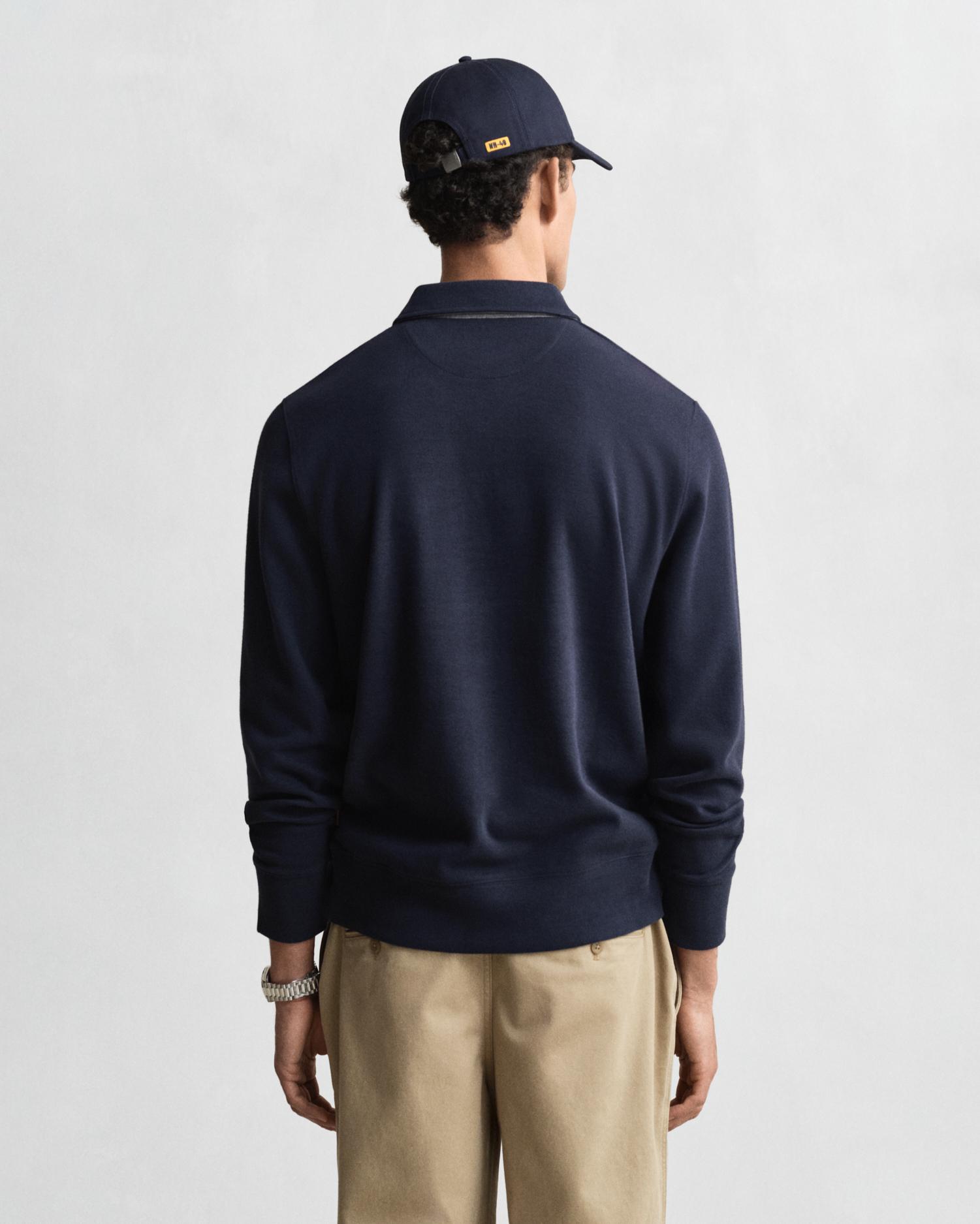 Sudadera de hombre estilo polo de manga en algodón - Gant - Azul oscuro Azul oscuro-2