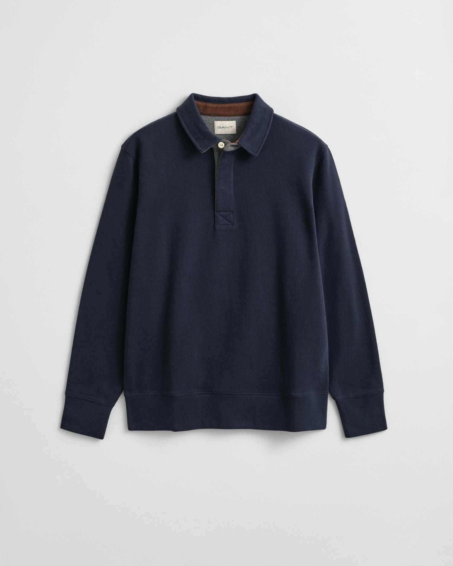 Sudadera de hombre estilo polo de manga en algodón - Gant - Azul oscuro Azul oscuro-5
