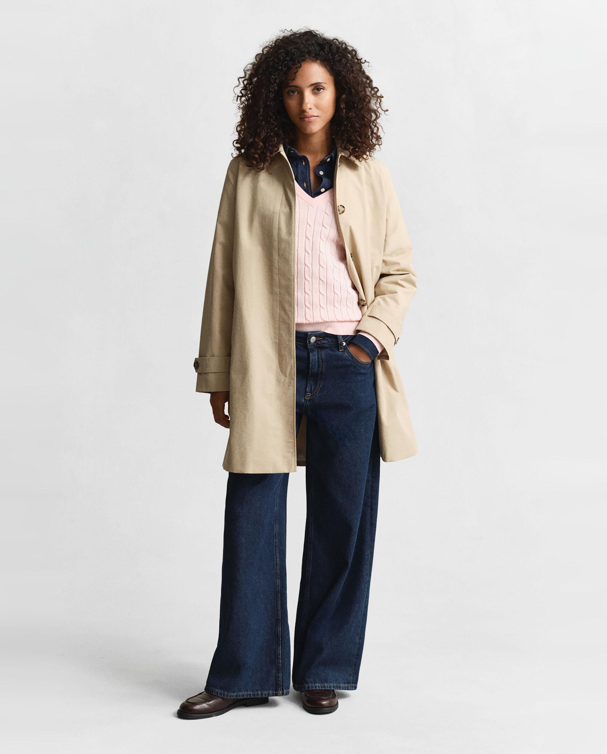 Jersey de mujer de cuello de pico en punto de ochos - Gant - Rosa Rosa-4