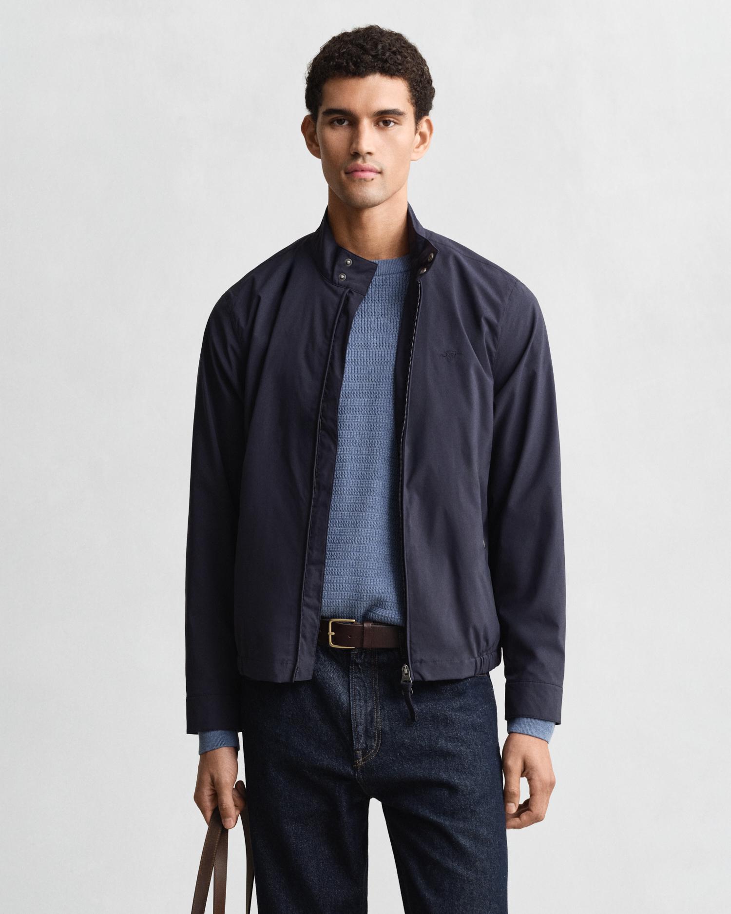 Cazadora de hombre con cierre de cremallera y bajo elástico - Gant - Azul oscuro Azul oscuro-1