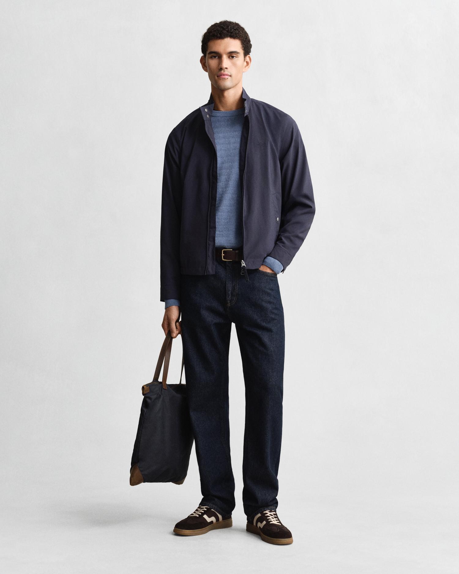 Cazadora de hombre con cierre de cremallera y bajo elástico - Gant - Azul oscuro Azul oscuro-3