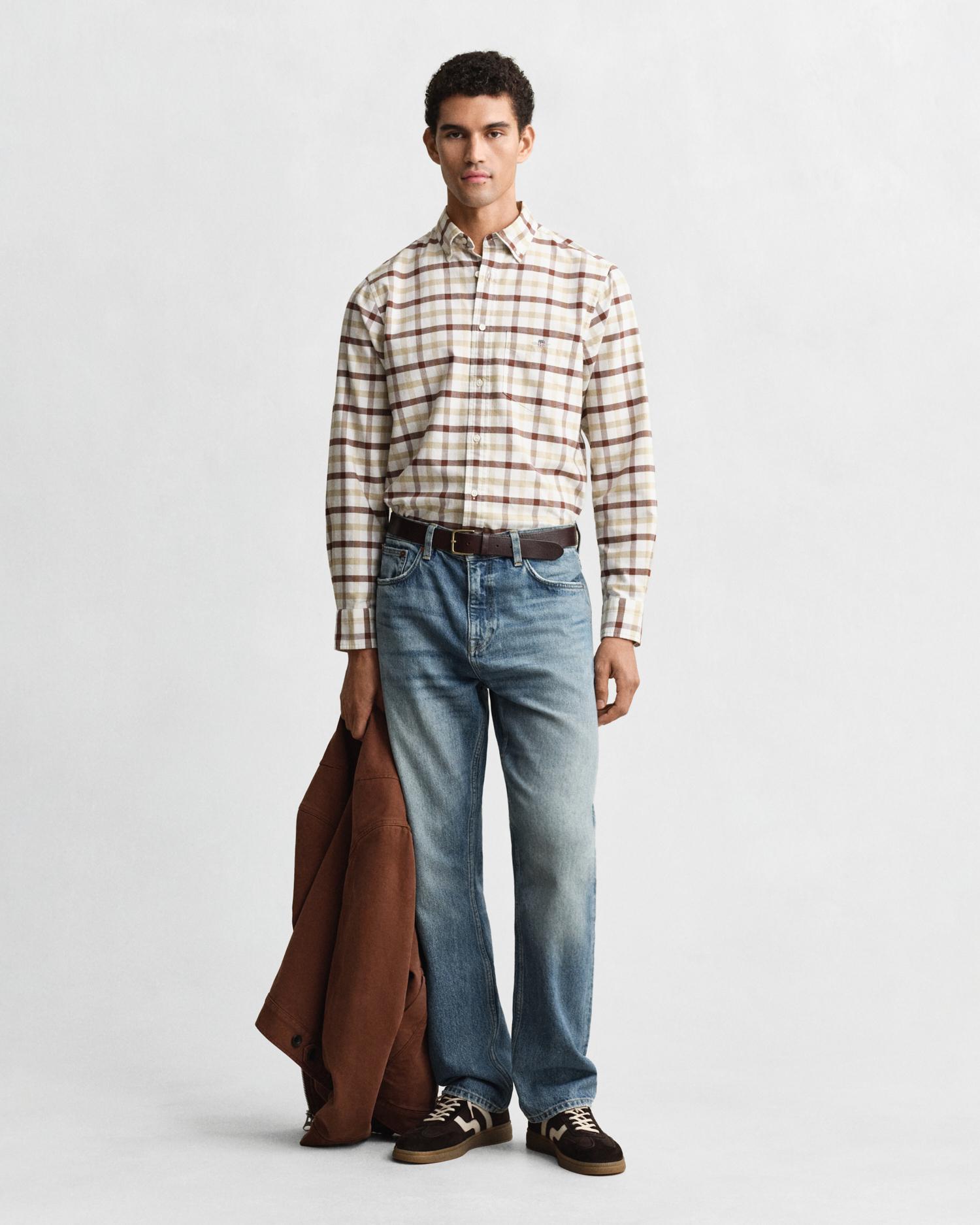 Camisa Oxford de hombre Regular Fit a cuadros - Gant - Beige Beige-4