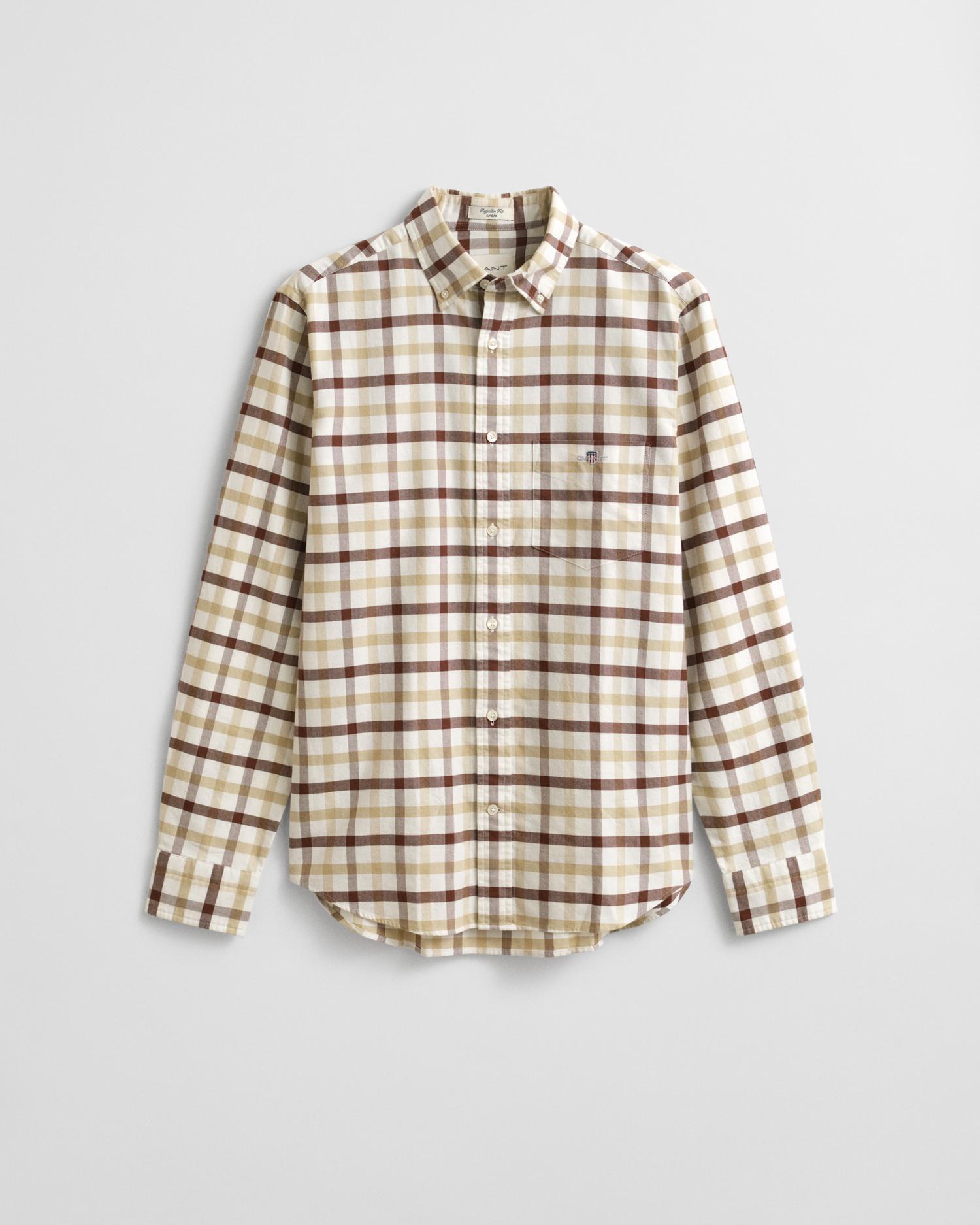 Camisa Oxford de hombre Regular Fit a cuadros - Gant - Beige Beige-5
