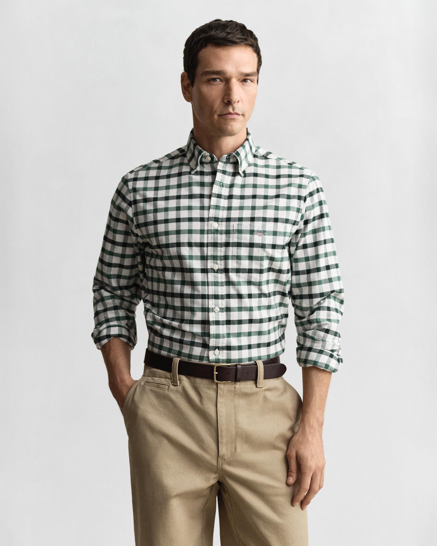 Camisa Oxford de hombre Regular Fit a cuadros - Gant - Verde Verde-1